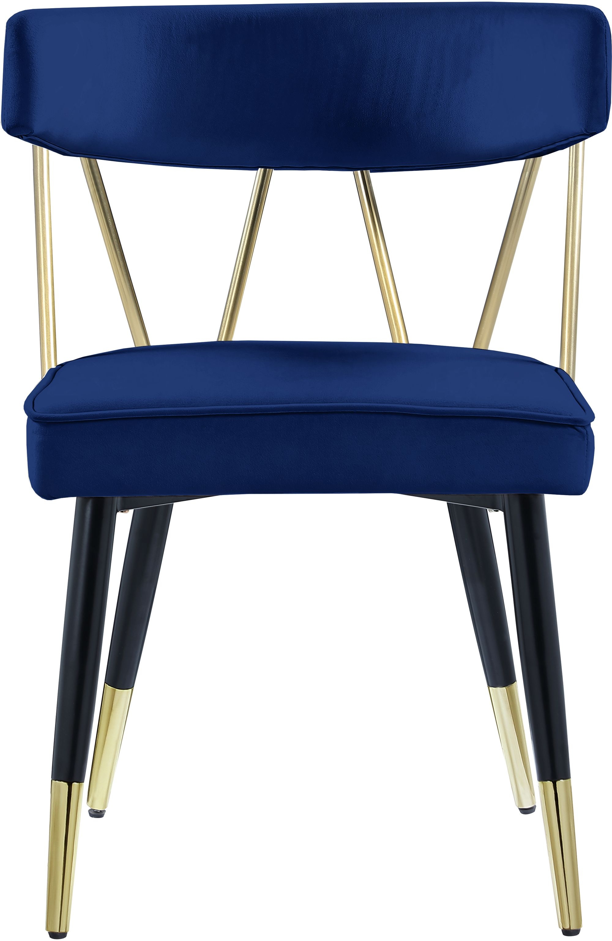 Rheingold Dining Chair with Matte Black Metal Legs & Gold Tips