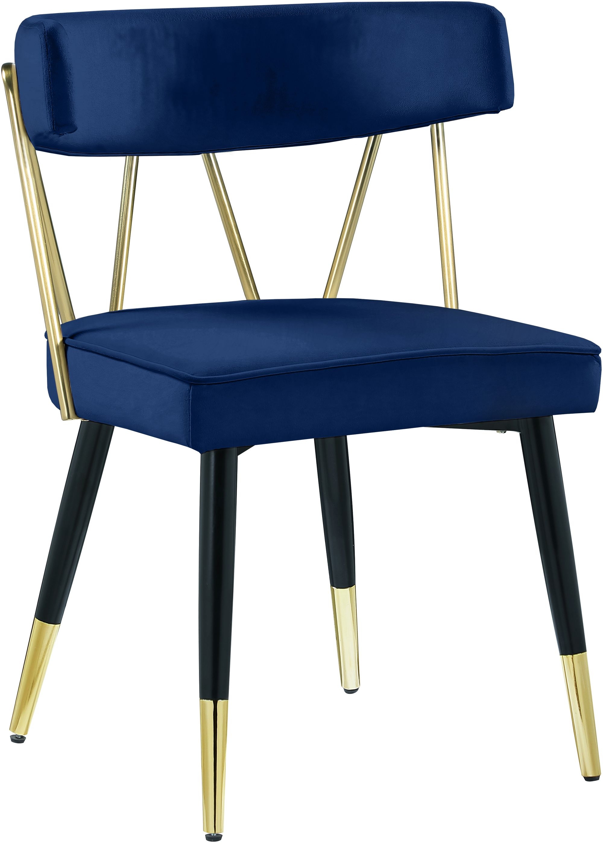 Rheingold Dining Chair with Matte Black Metal Legs & Gold Tips