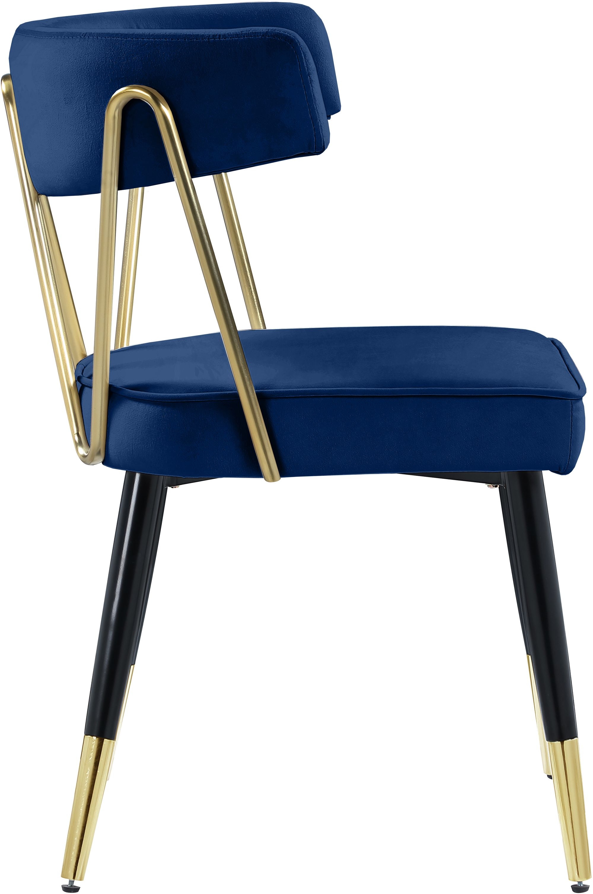 Rheingold Dining Chair with Matte Black Metal Legs & Gold Tips