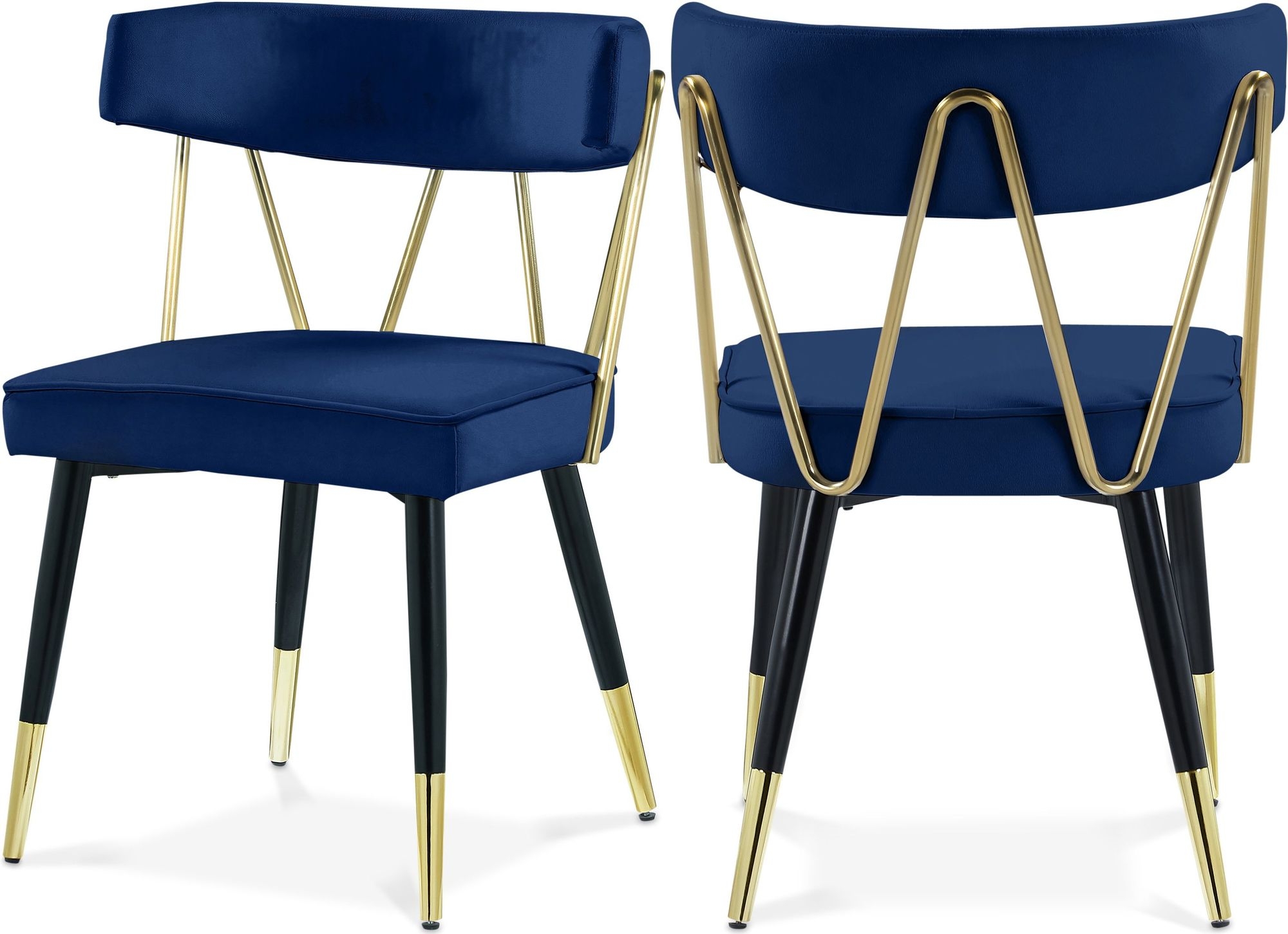 Rheingold Dining Chair with Matte Black Metal Legs & Gold Tips