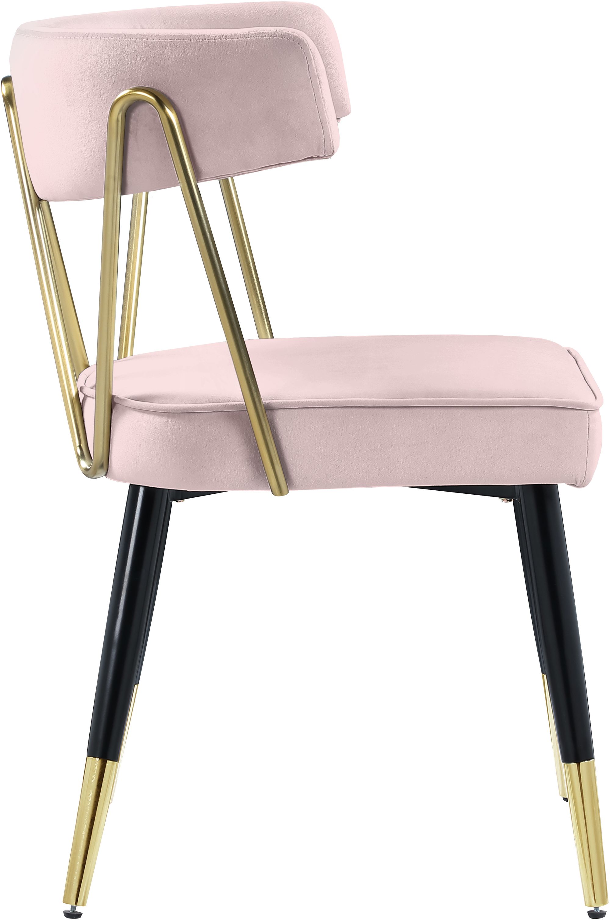 Rheingold Velvet Dining Chair with Matte Black Metal Legs & Gold Tips