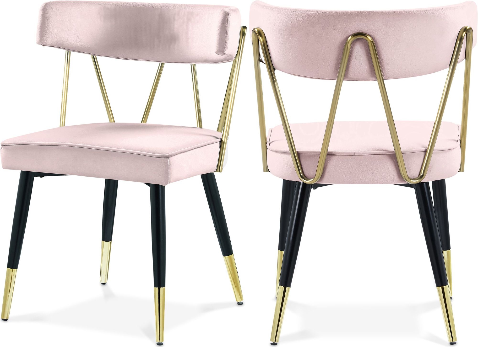 Rheingold Dining Chair with Matte Black Metal Legs & Gold Tips