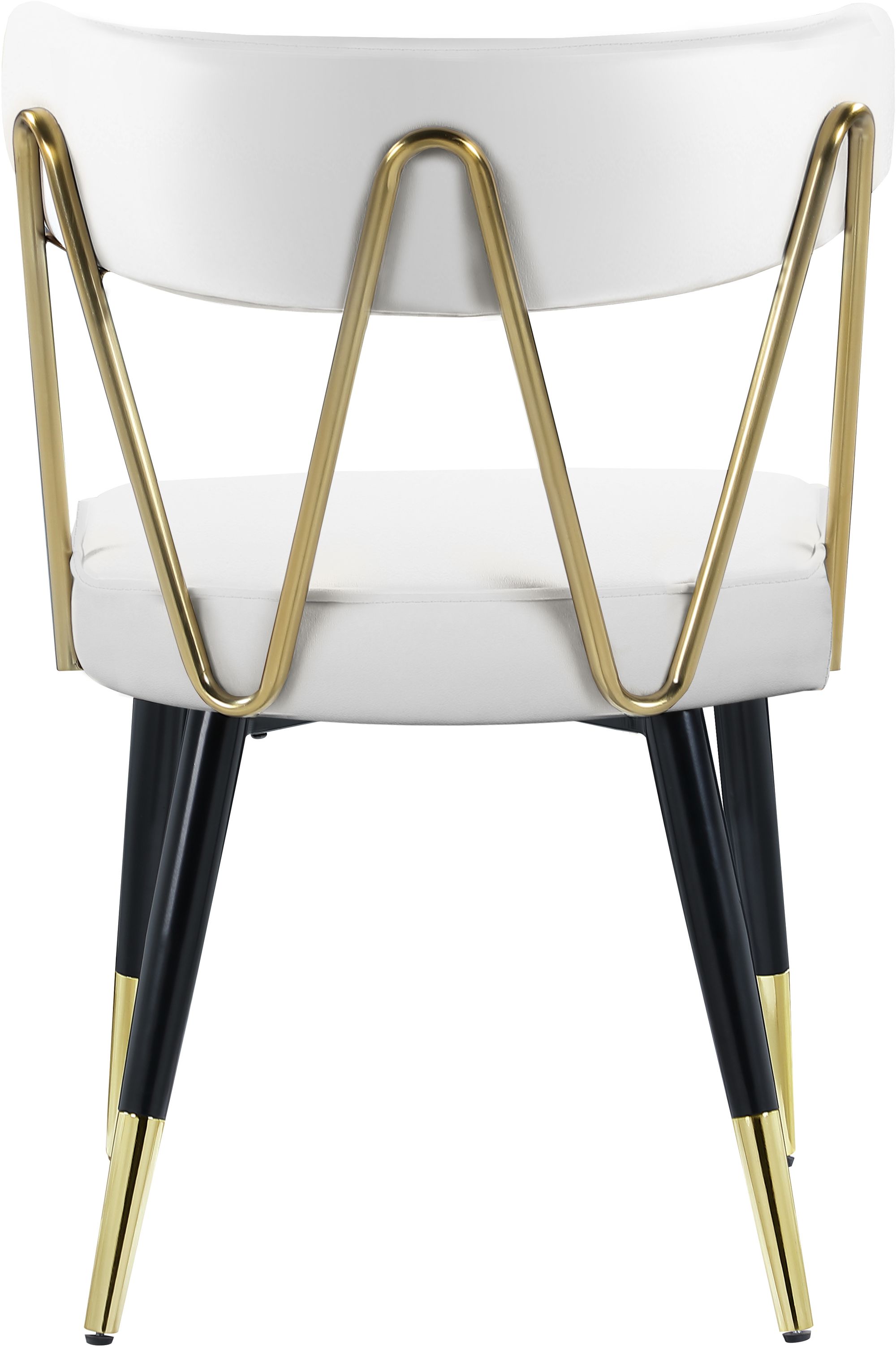 Rheingold Faux Leather Dining Chair with Matte Black Metal Legs & Gold Tips