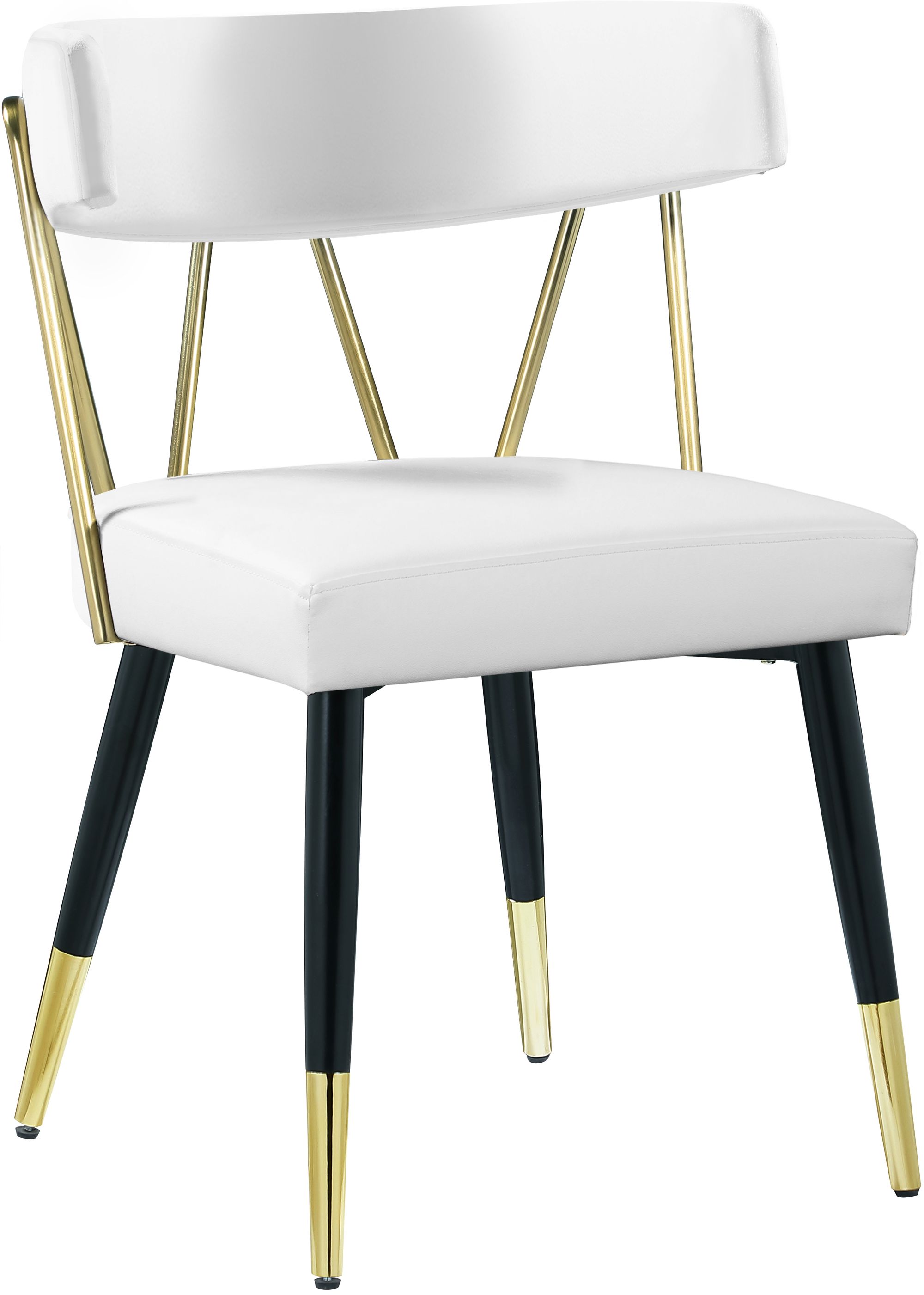 Rheingold Faux Leather Dining Chair with Matte Black Metal Legs & Gold Tips