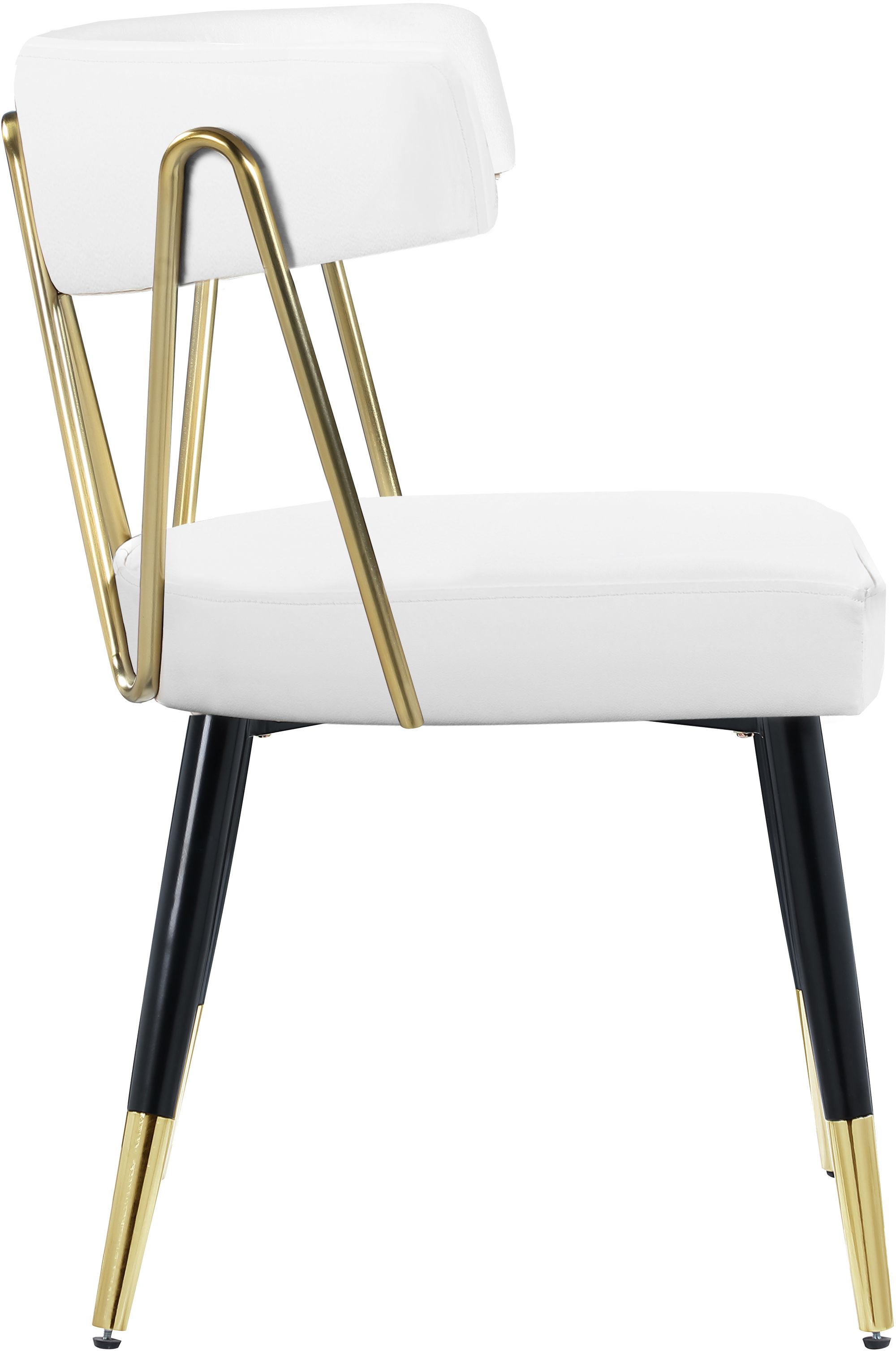 Rheingold Dining Chair with Matte Black Metal Legs & Gold Tips