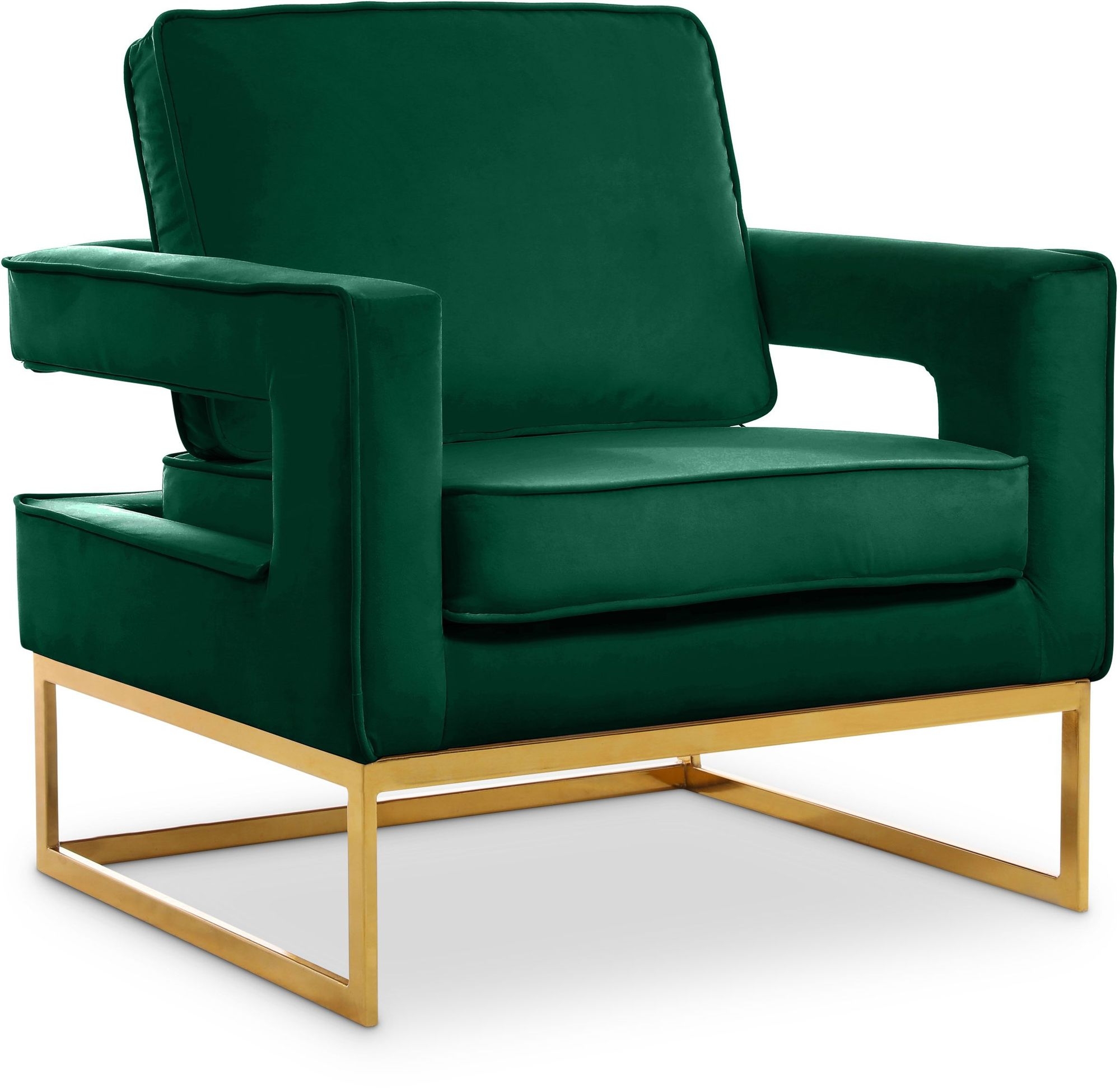 Noah Velvet Accent Chair with Gold Stainless Steel Base