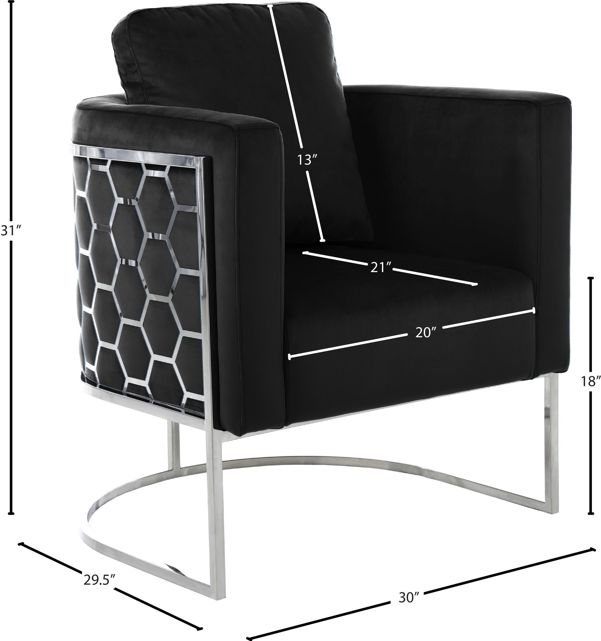 Casa Velvet Chair with Chrome Iron Metal Base