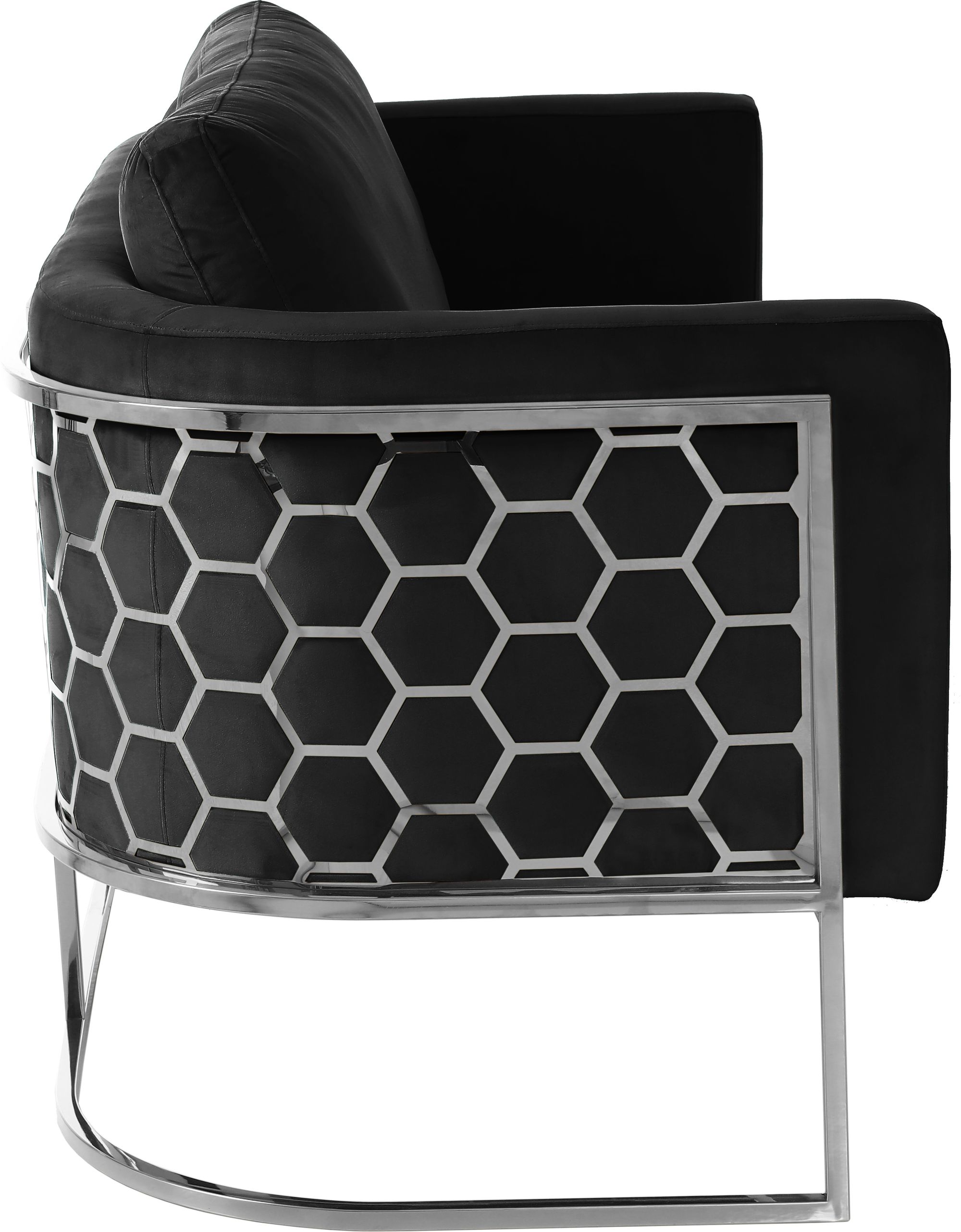 Casa Velvet Loveseat with Chrome Iron Metal Base