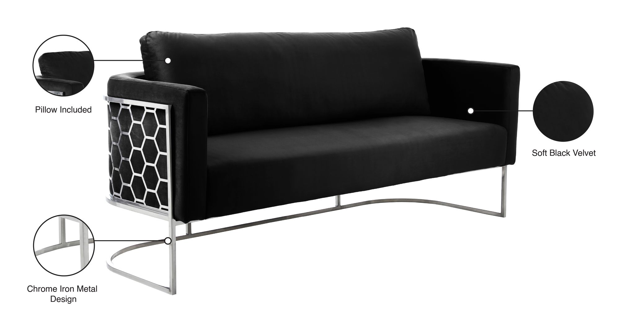 Casa Velvet Sofa with Silver Base