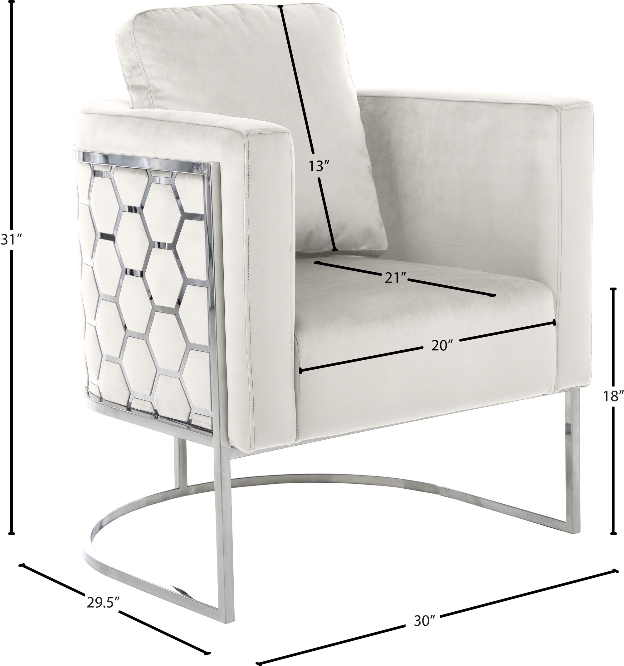 Casa Velvet Chair with Chrome Iron Metal Base