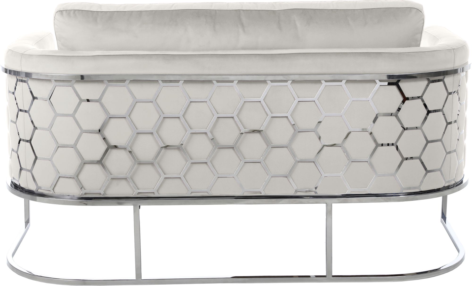 Casa Velvet Loveseat with Chrome Iron Metal Base
