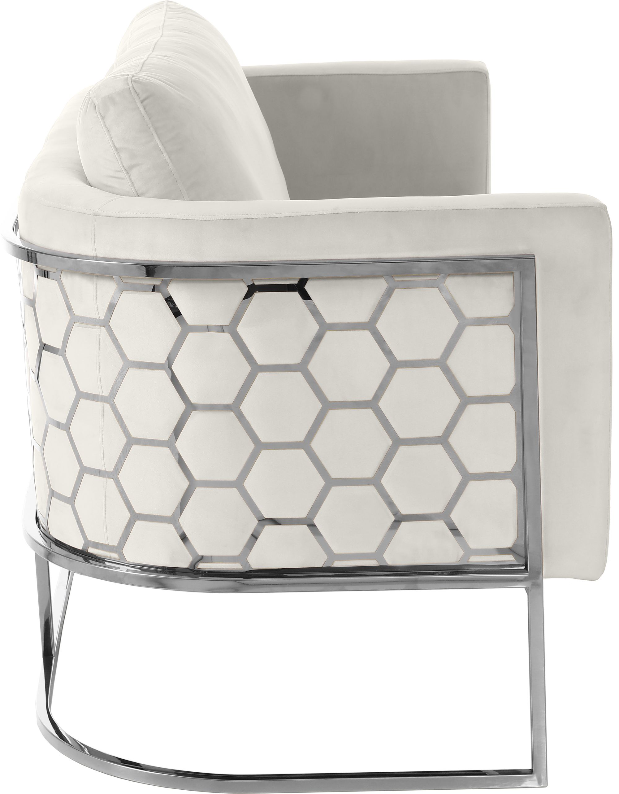 Casa Velvet Loveseat with Chrome Iron Metal Base