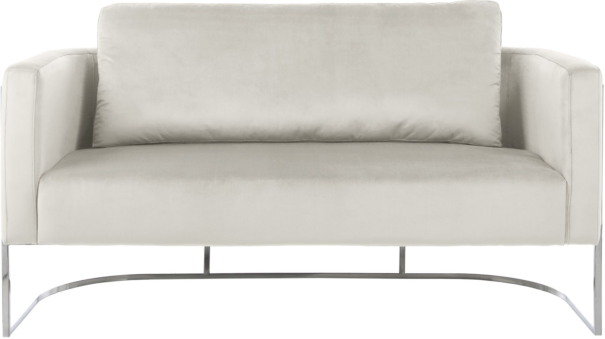 Casa Velvet Loveseat with Chrome Iron Metal Base