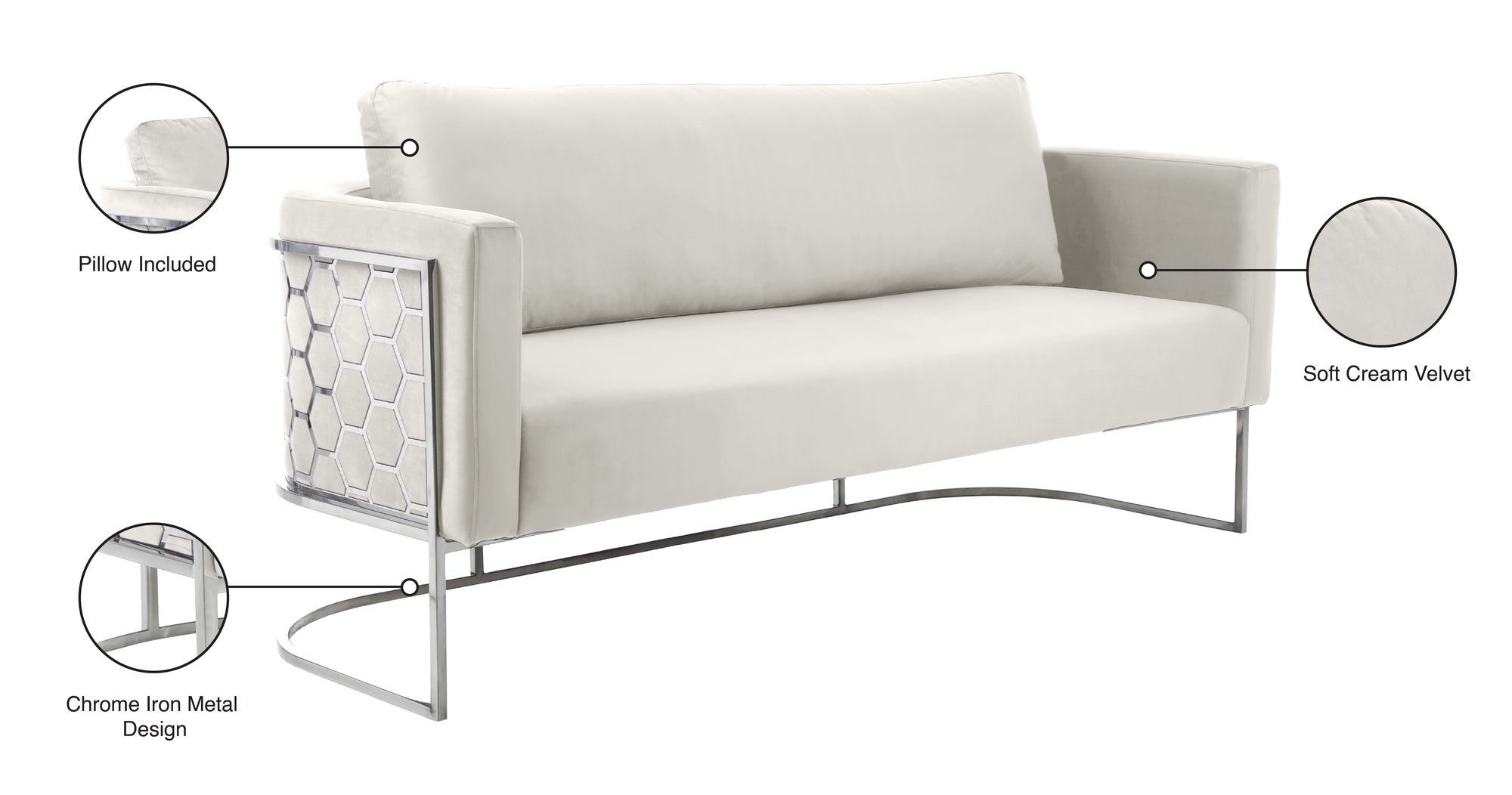 Casa Velvet Sofa with Silver Base