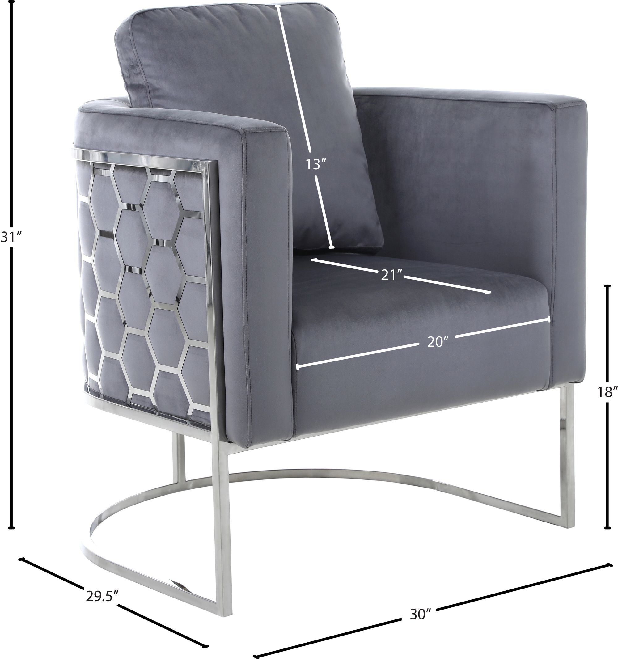 Casa Velvet Chair with Chrome Iron Metal Base