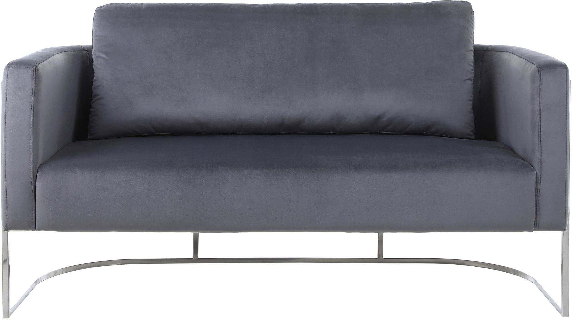 Casa Velvet Loveseat with Chrome Iron Metal Base