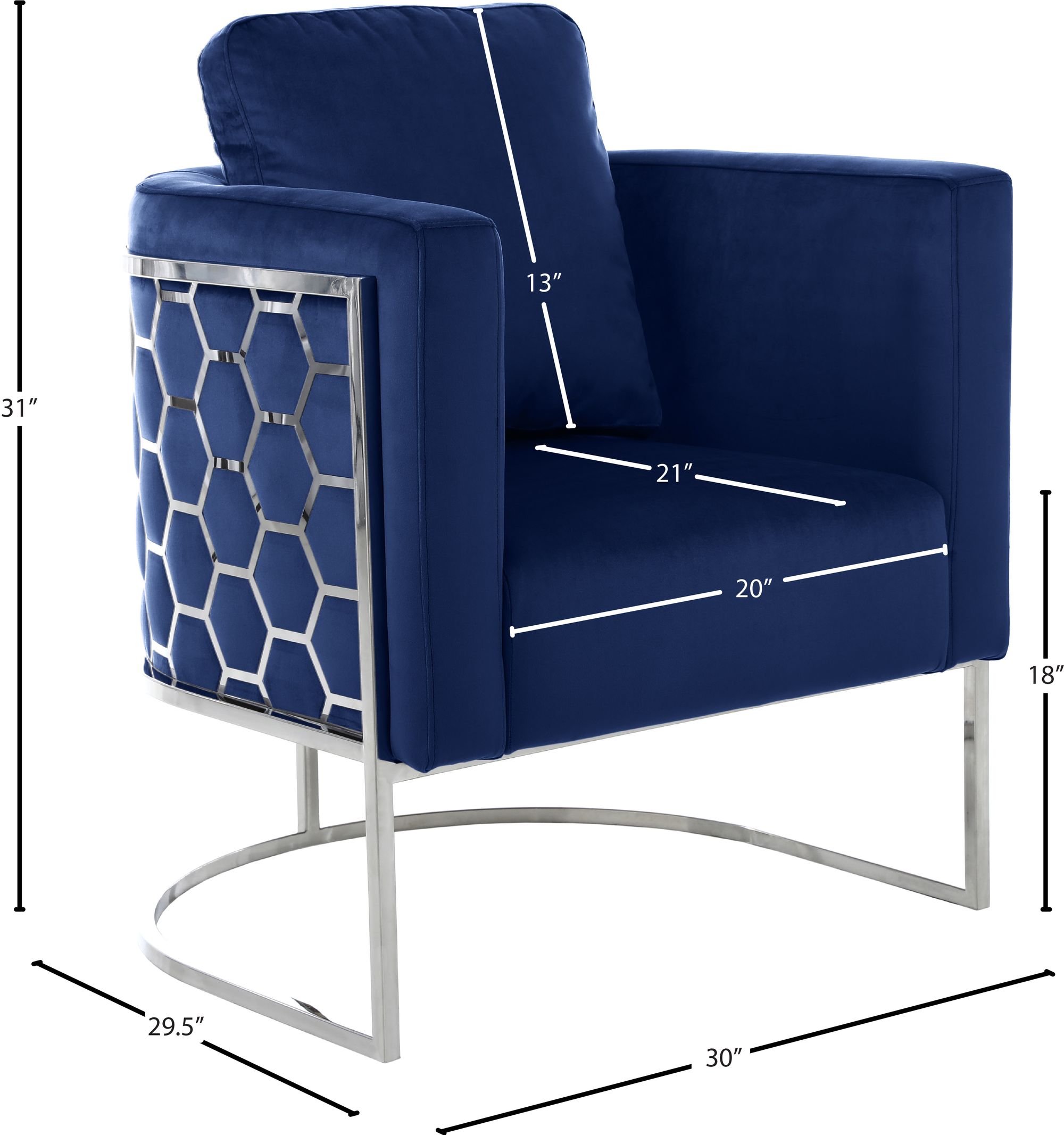 Casa Velvet Chair with Chrome Iron Metal Base