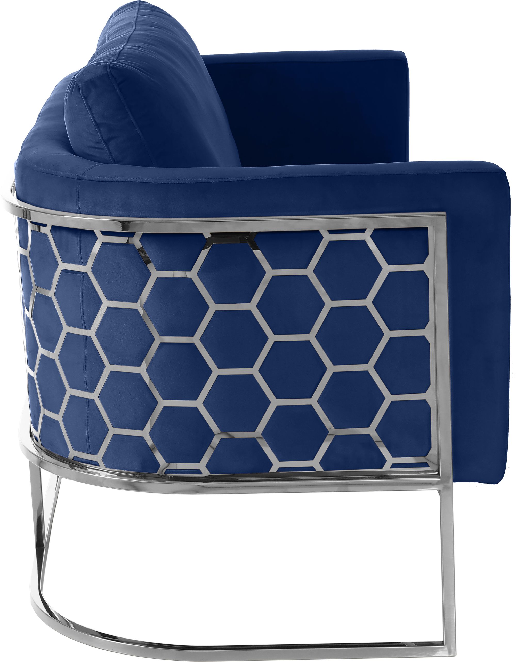 Casa Velvet Loveseat with Chrome Iron Metal Base