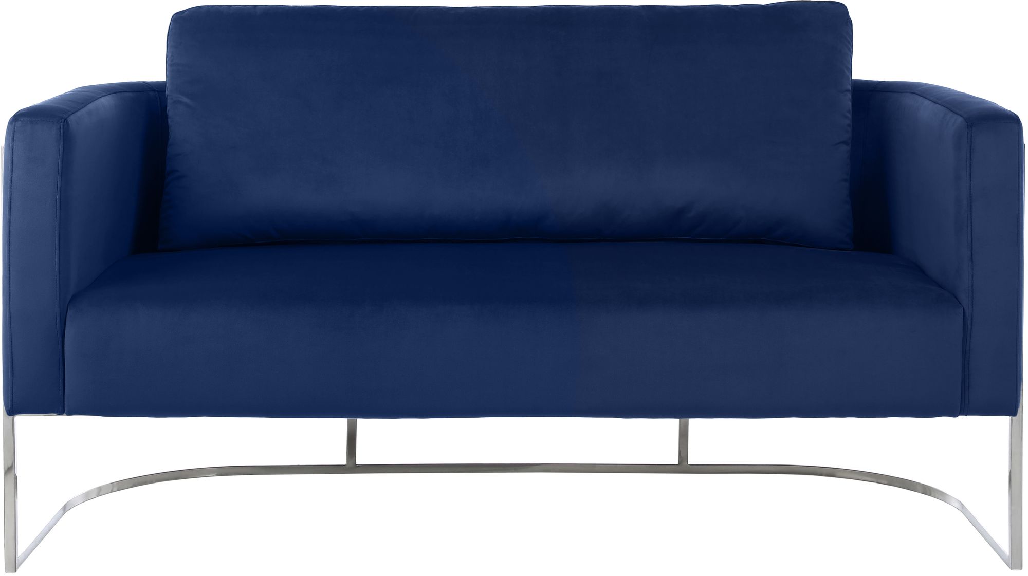 Casa Velvet Loveseat with Chrome Iron Metal Base