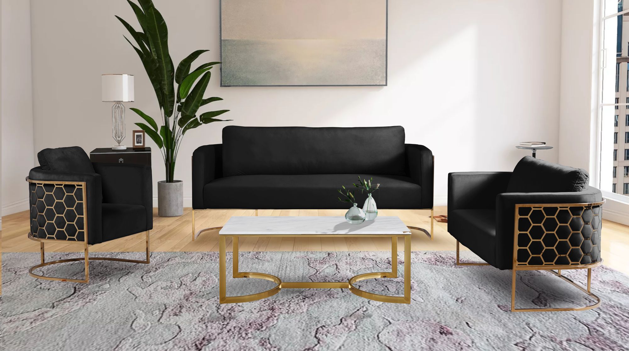 Casa Velvet Chair with Gold Iron Metal Base