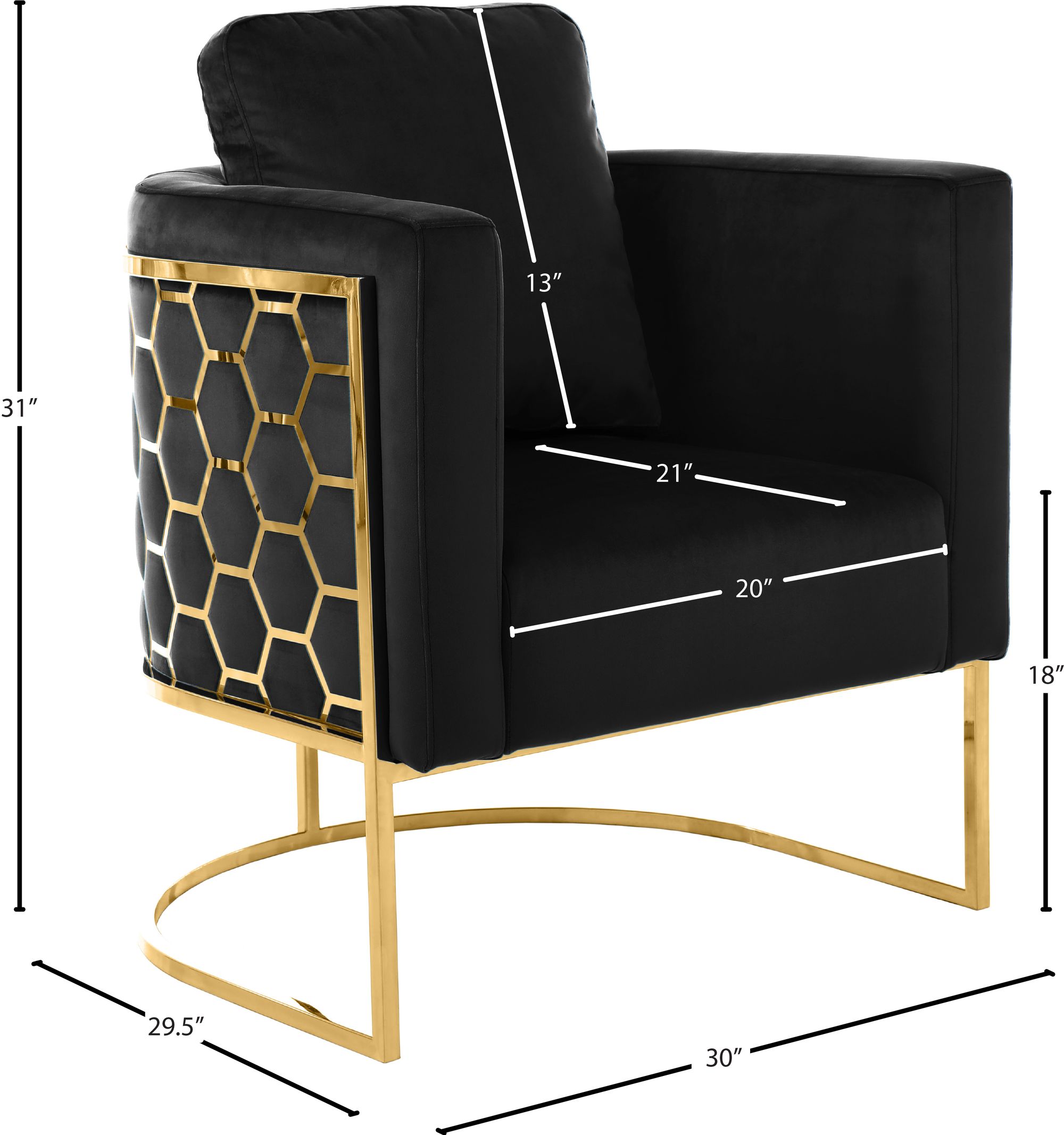 Casa Velvet Chair with Gold Iron Metal Base