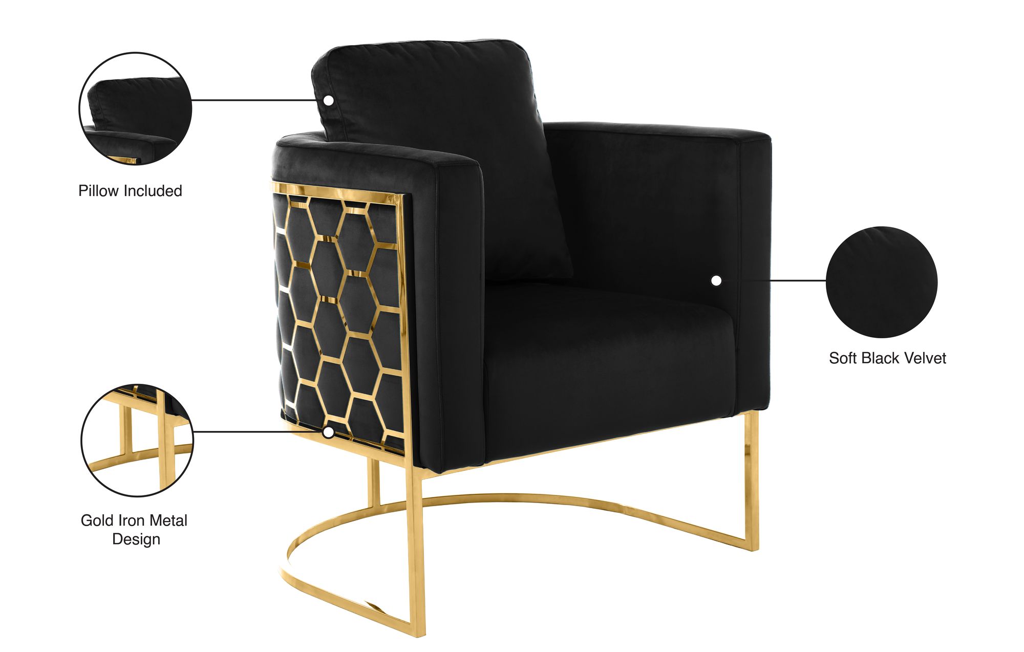 Casa Velvet Chair with Gold Iron Metal Base