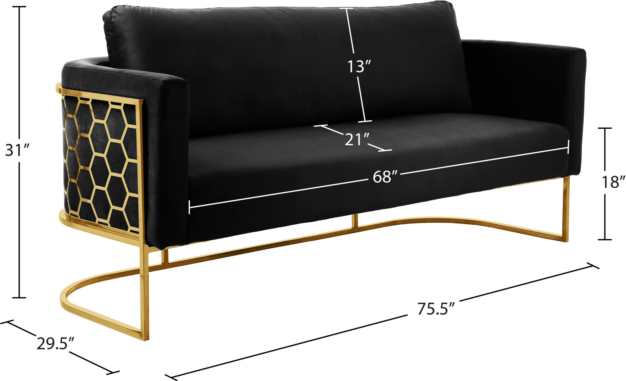 Casa Velvet Sofa with Gold Base
