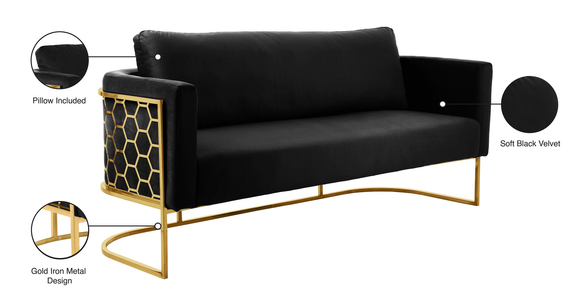 Casa Velvet Sofa with Gold Base