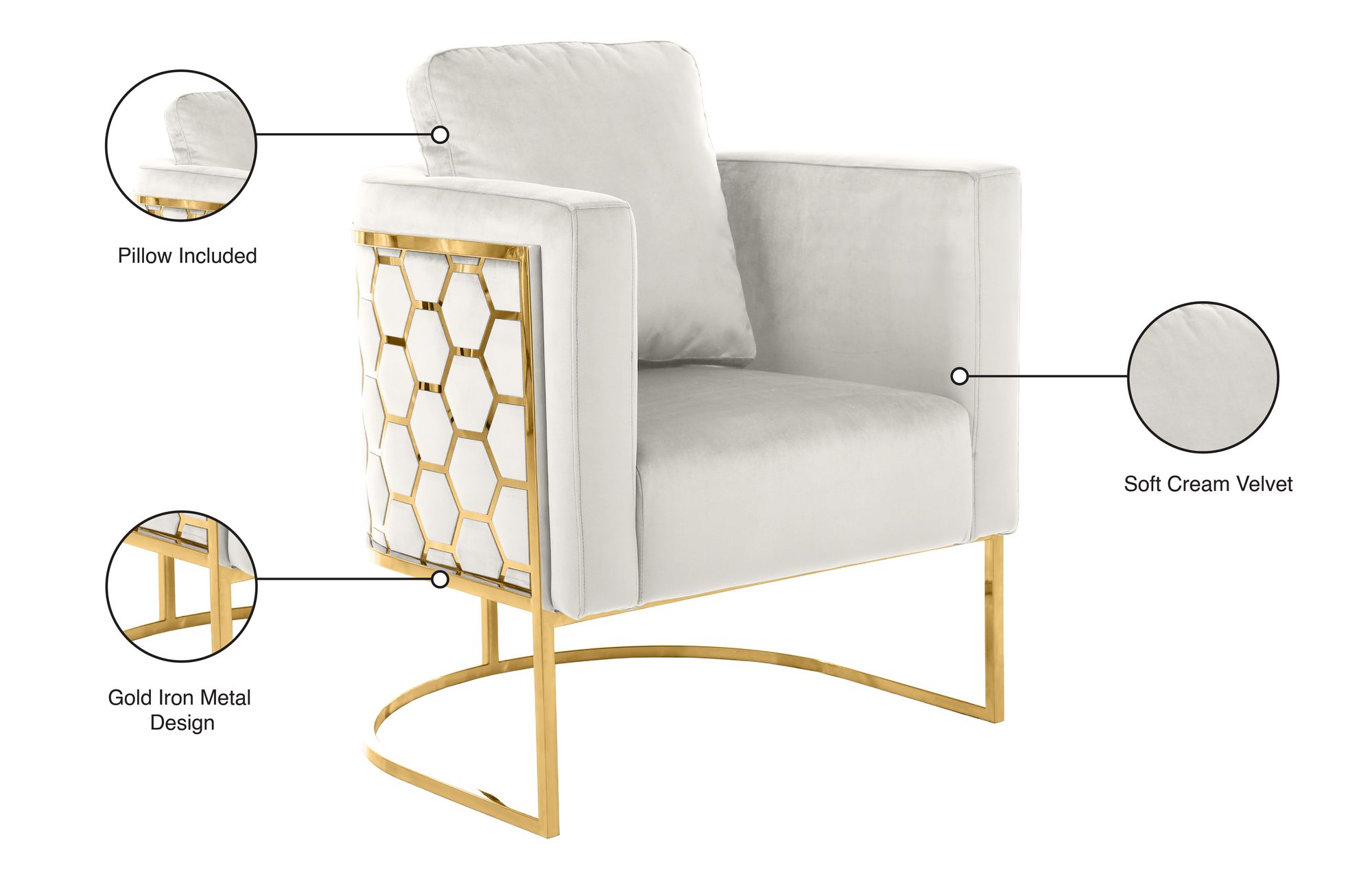 Casa Velvet Chair with Gold Iron Metal Base