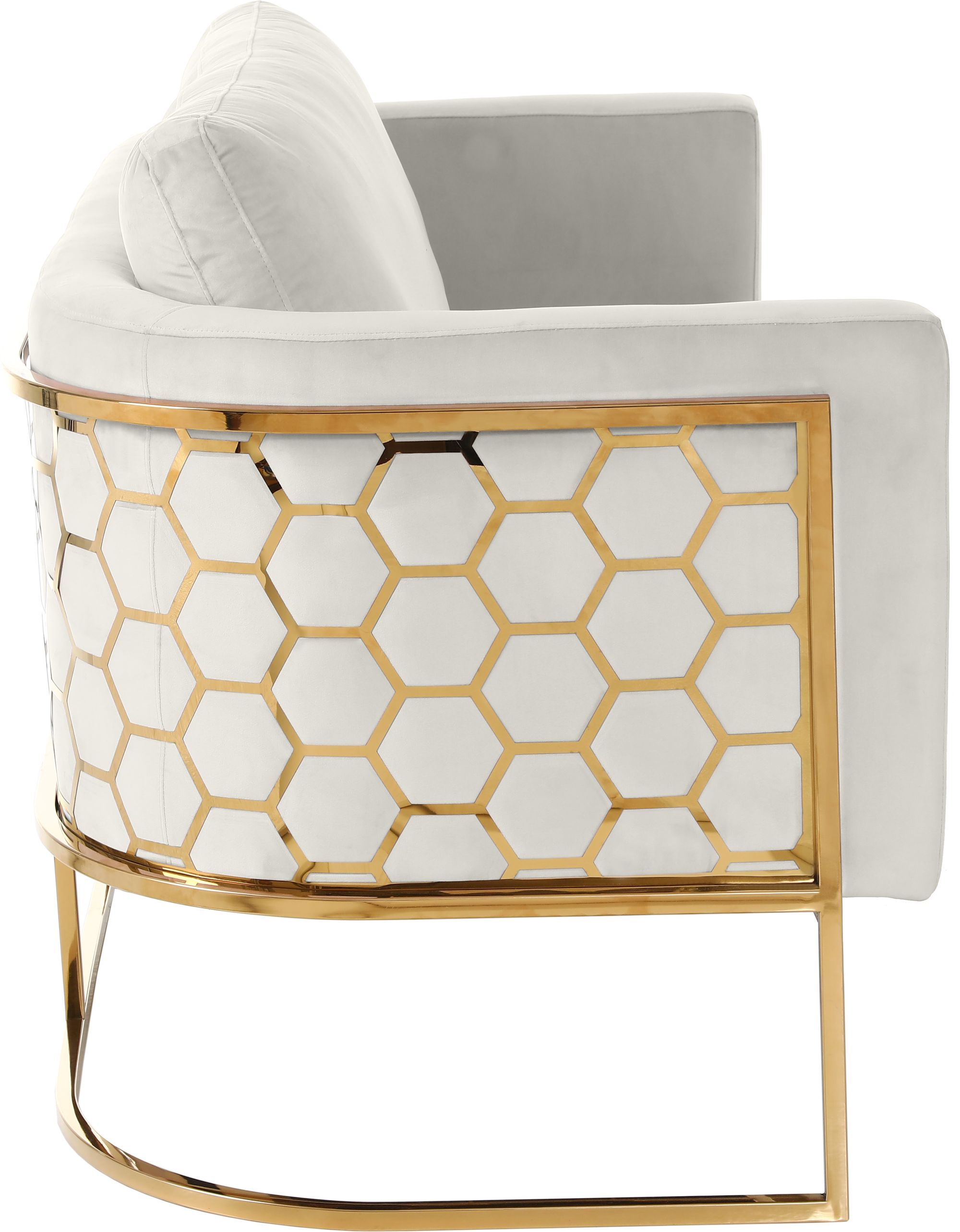 Casa Velvet Loveseat with Gold Iron Metal Base