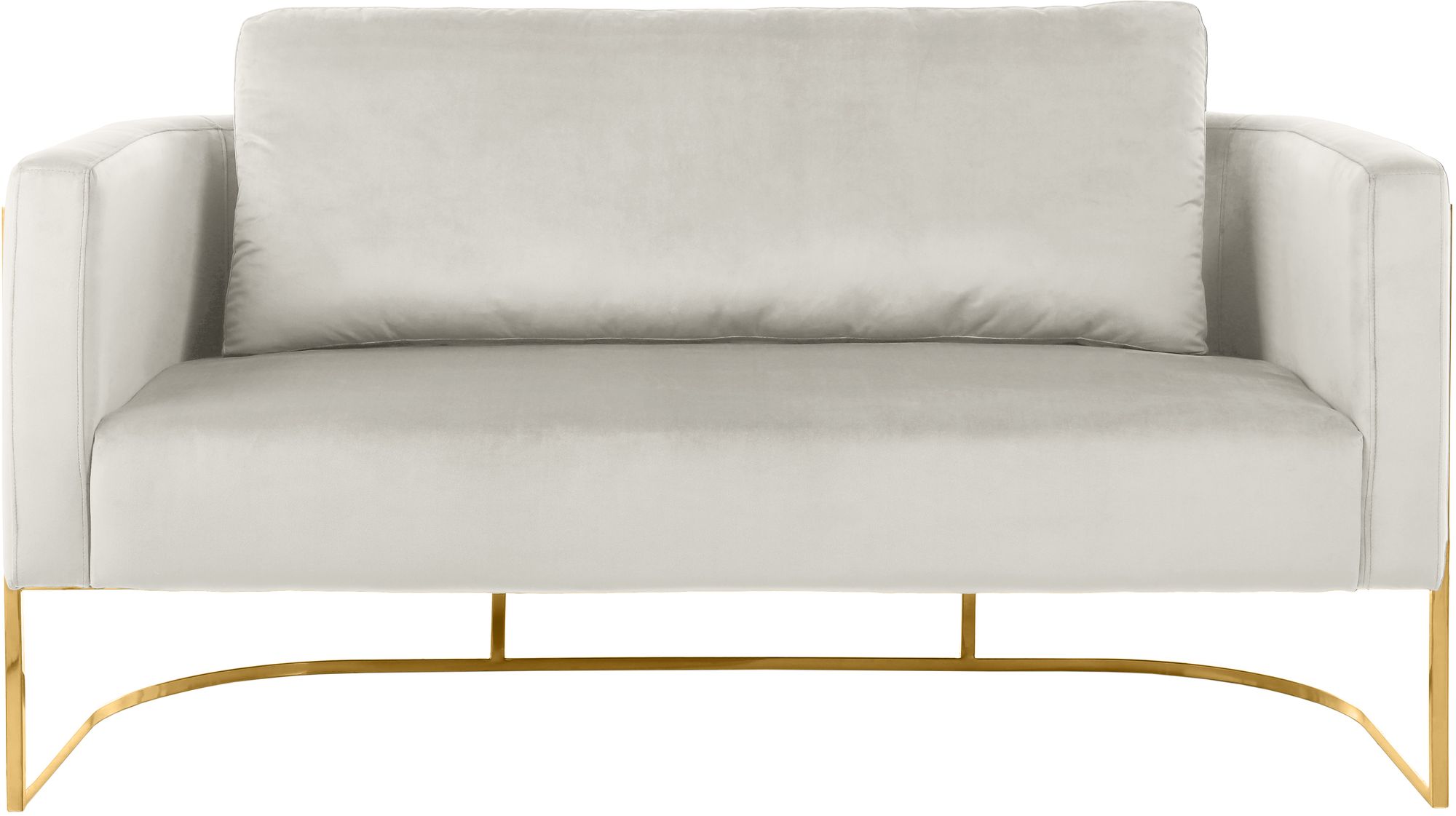 Casa Velvet Loveseat with Gold Iron Metal Base