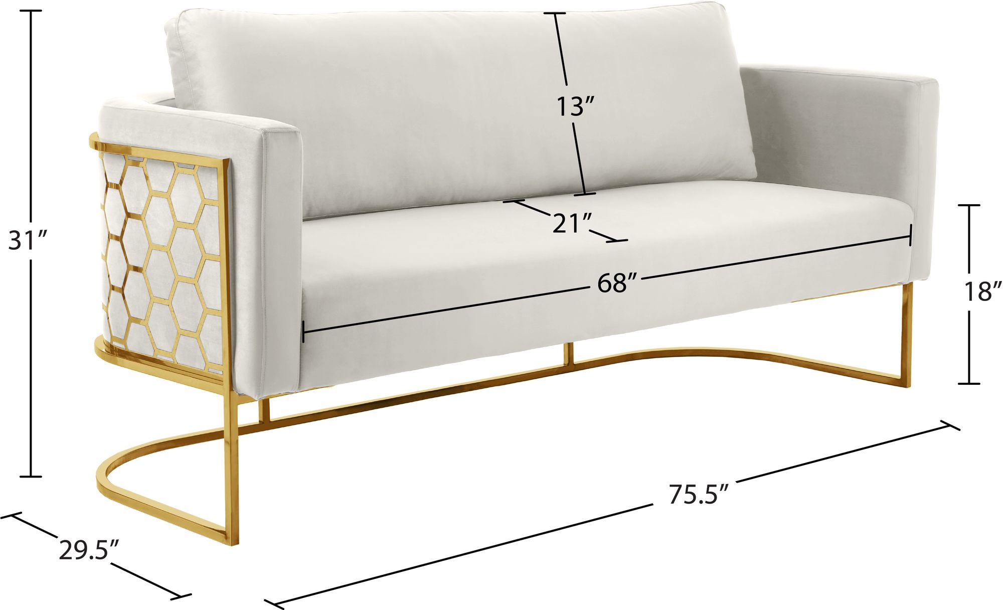 Casa Velvet Sofa with Gold Base