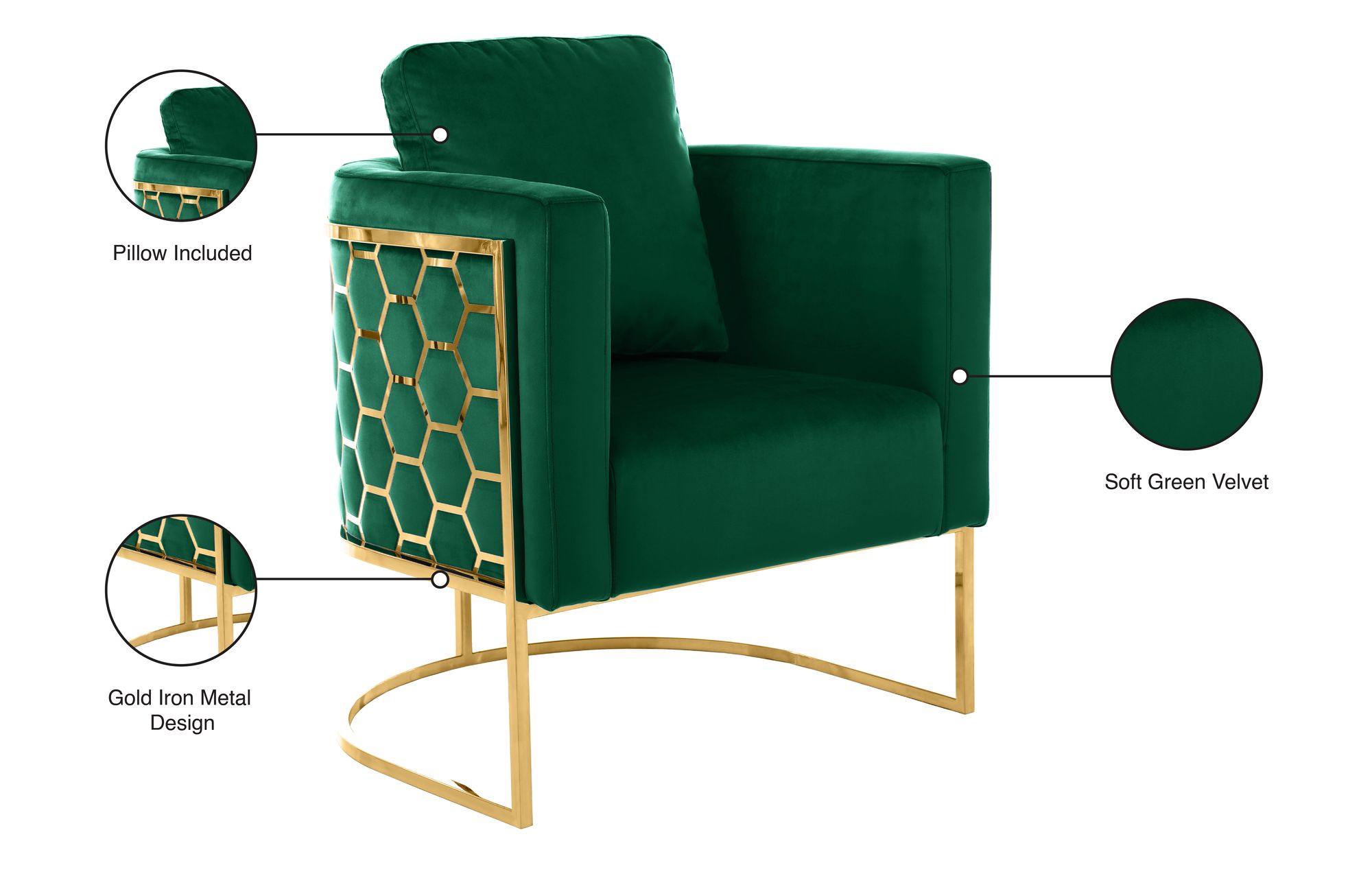 Casa Velvet Chair with Gold Iron Metal Base