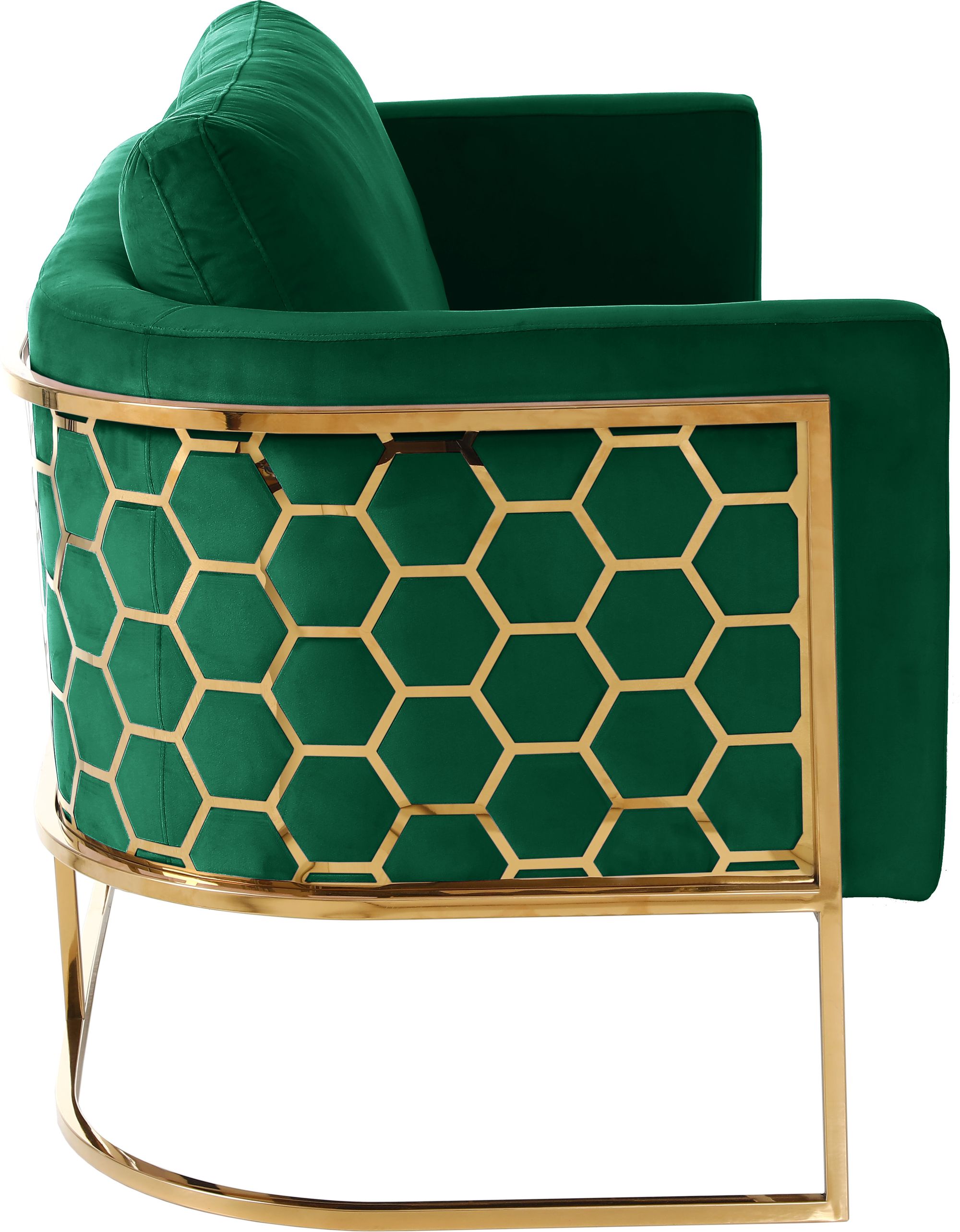 Casa Velvet Loveseat with Gold Iron Metal Base