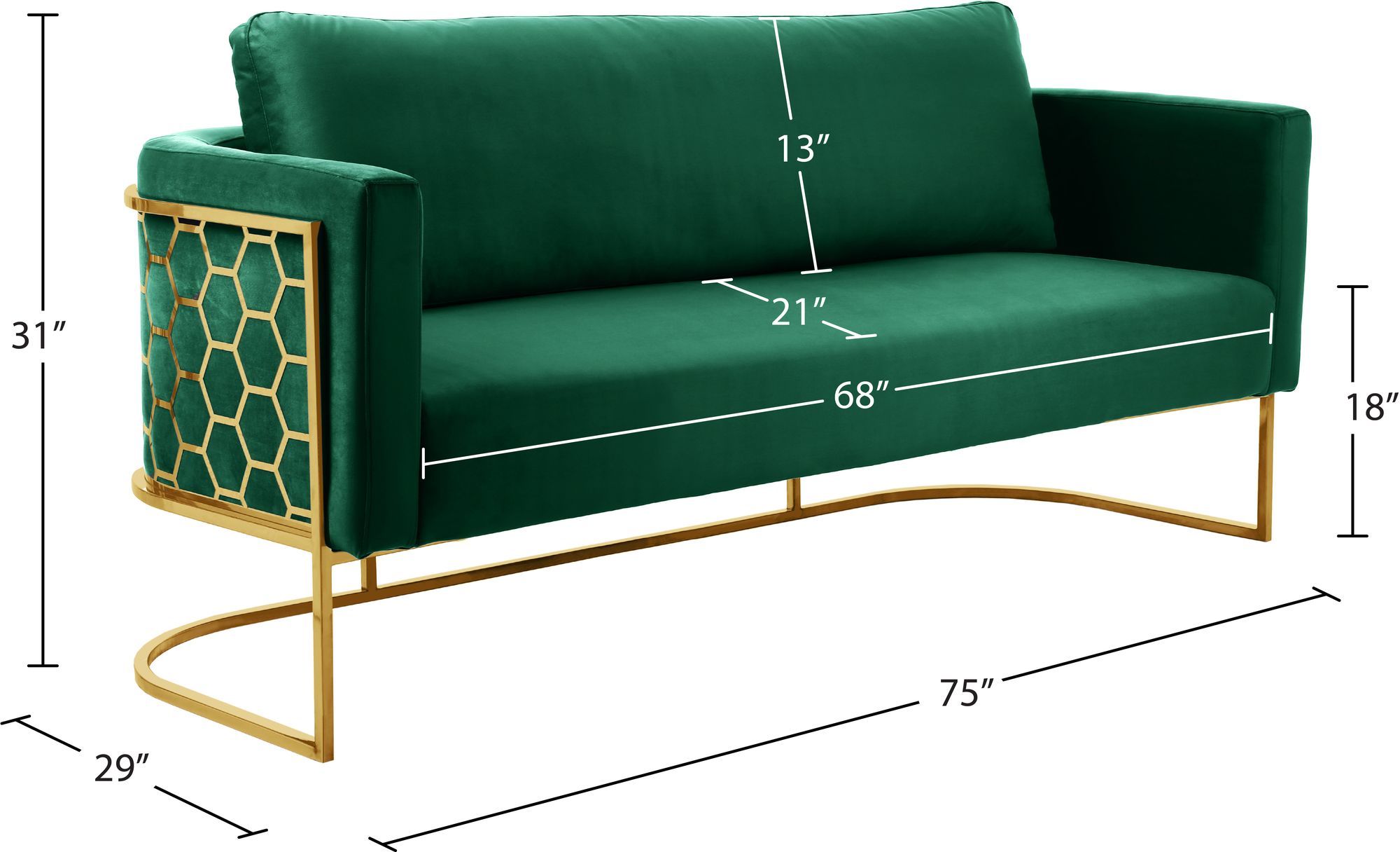 Casa Velvet Sofa with Gold Base