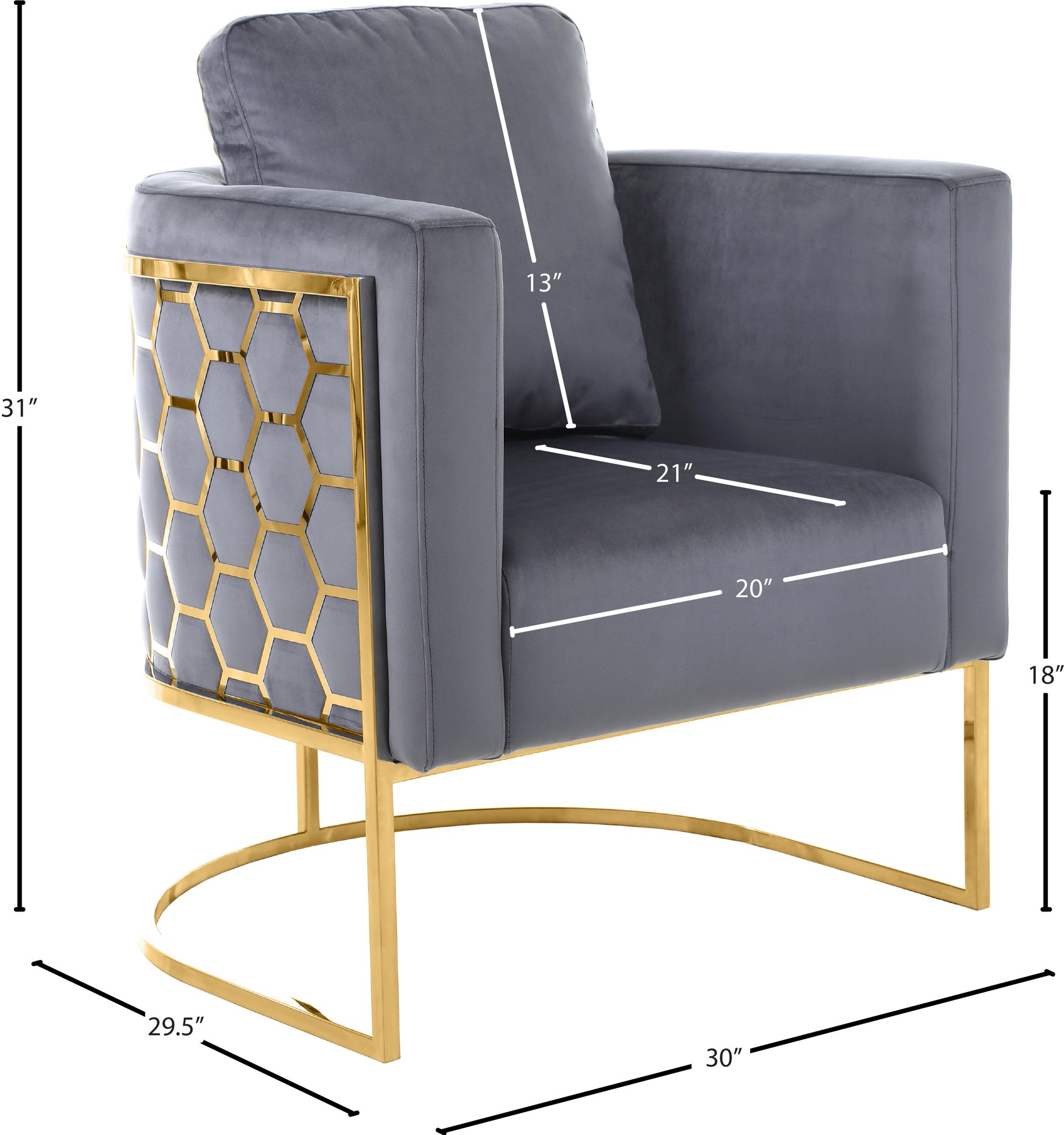Casa Velvet Chair with Gold Iron Metal Base