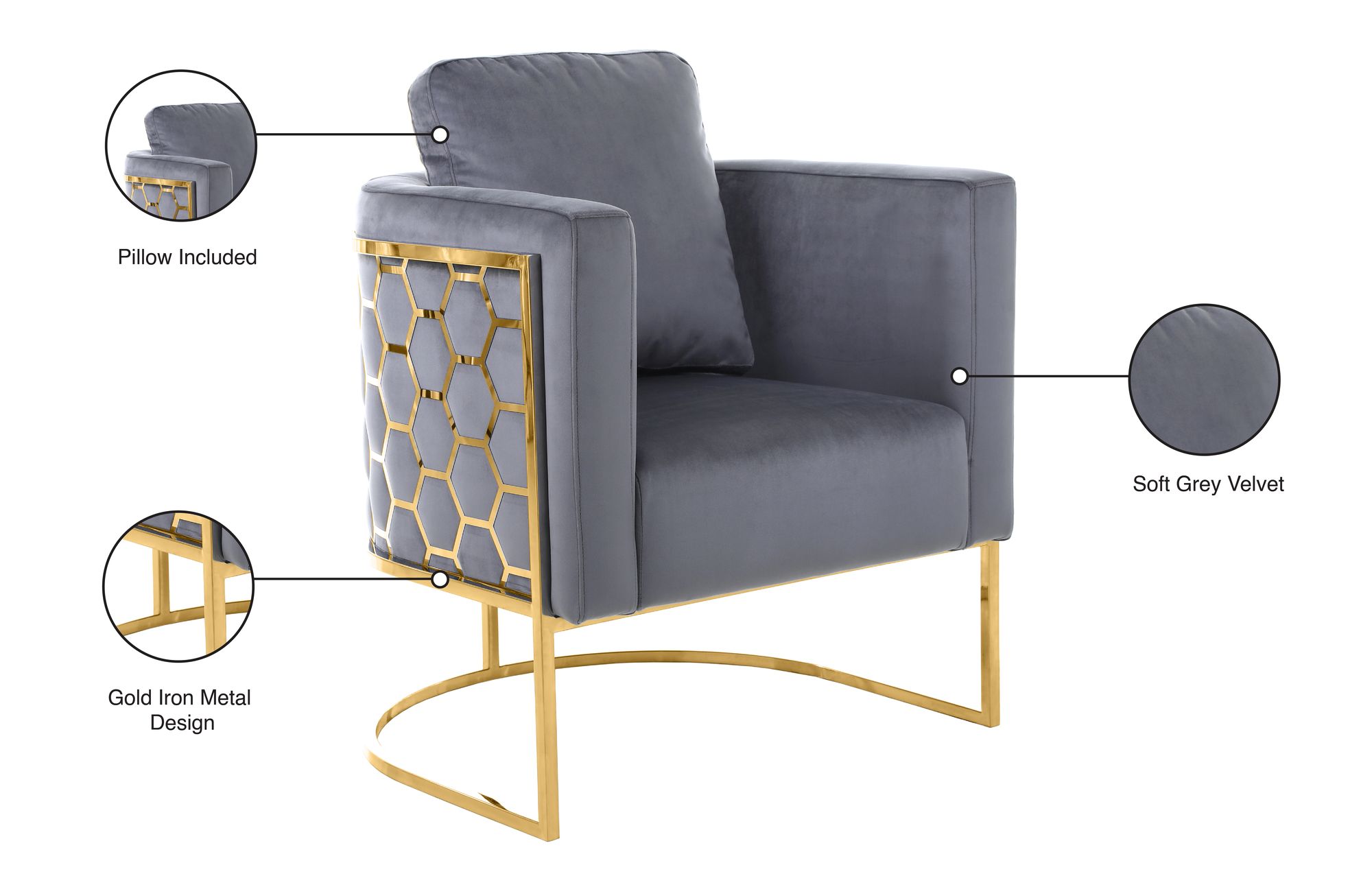 Casa Velvet Chair with Gold Iron Metal Base