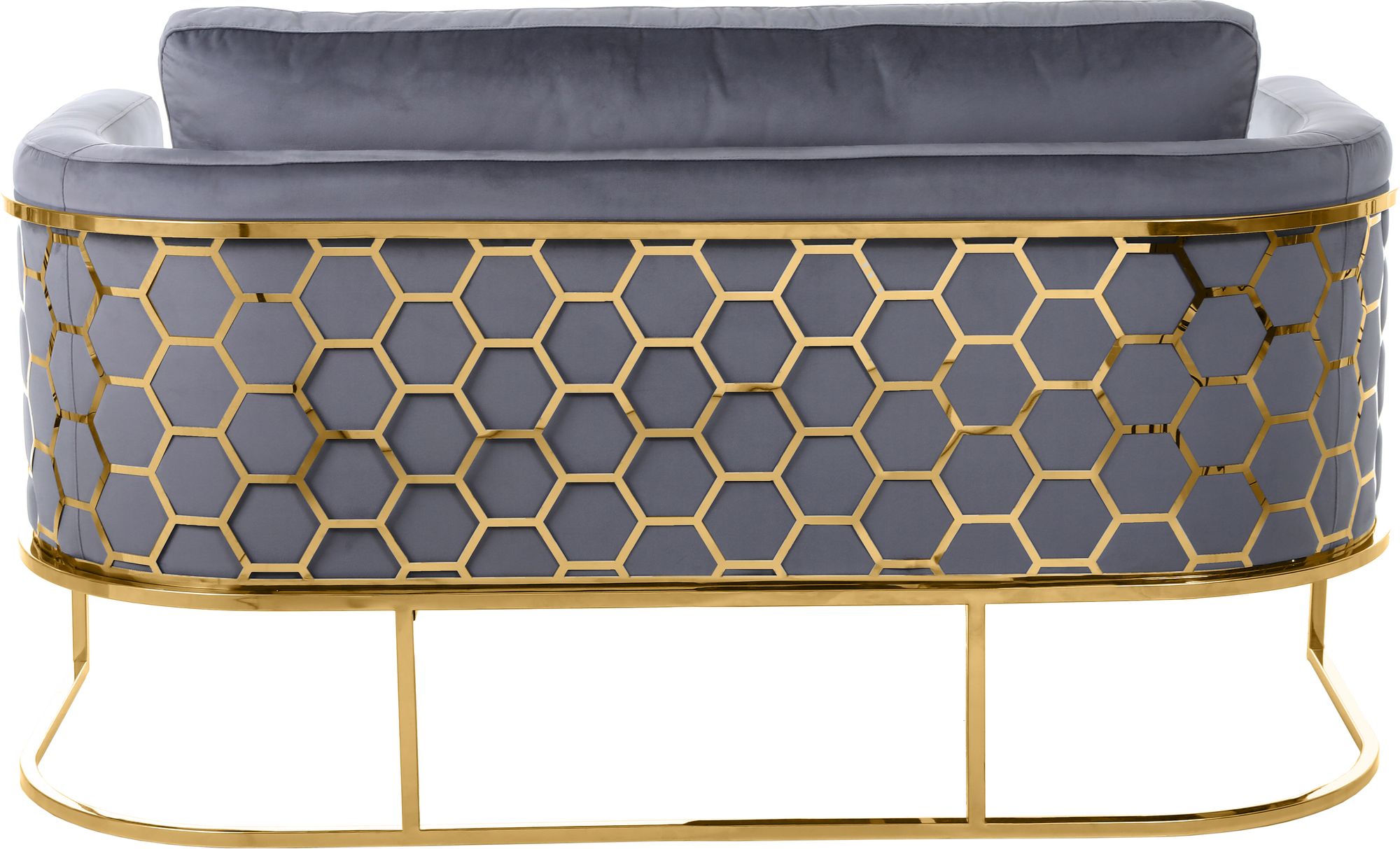 Casa Velvet Loveseat with Gold Iron Metal Base