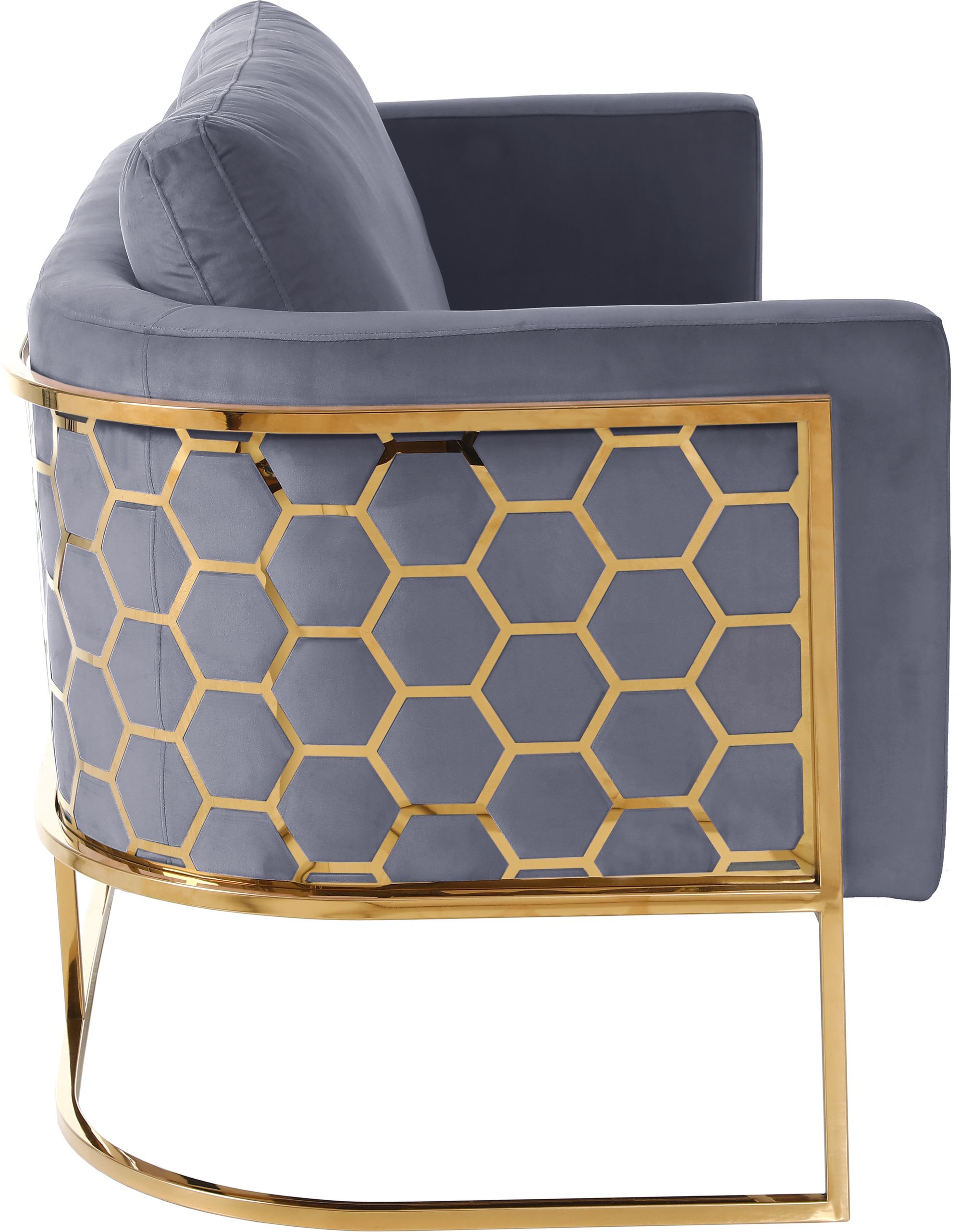 Casa Velvet Loveseat with Gold Iron Metal Base