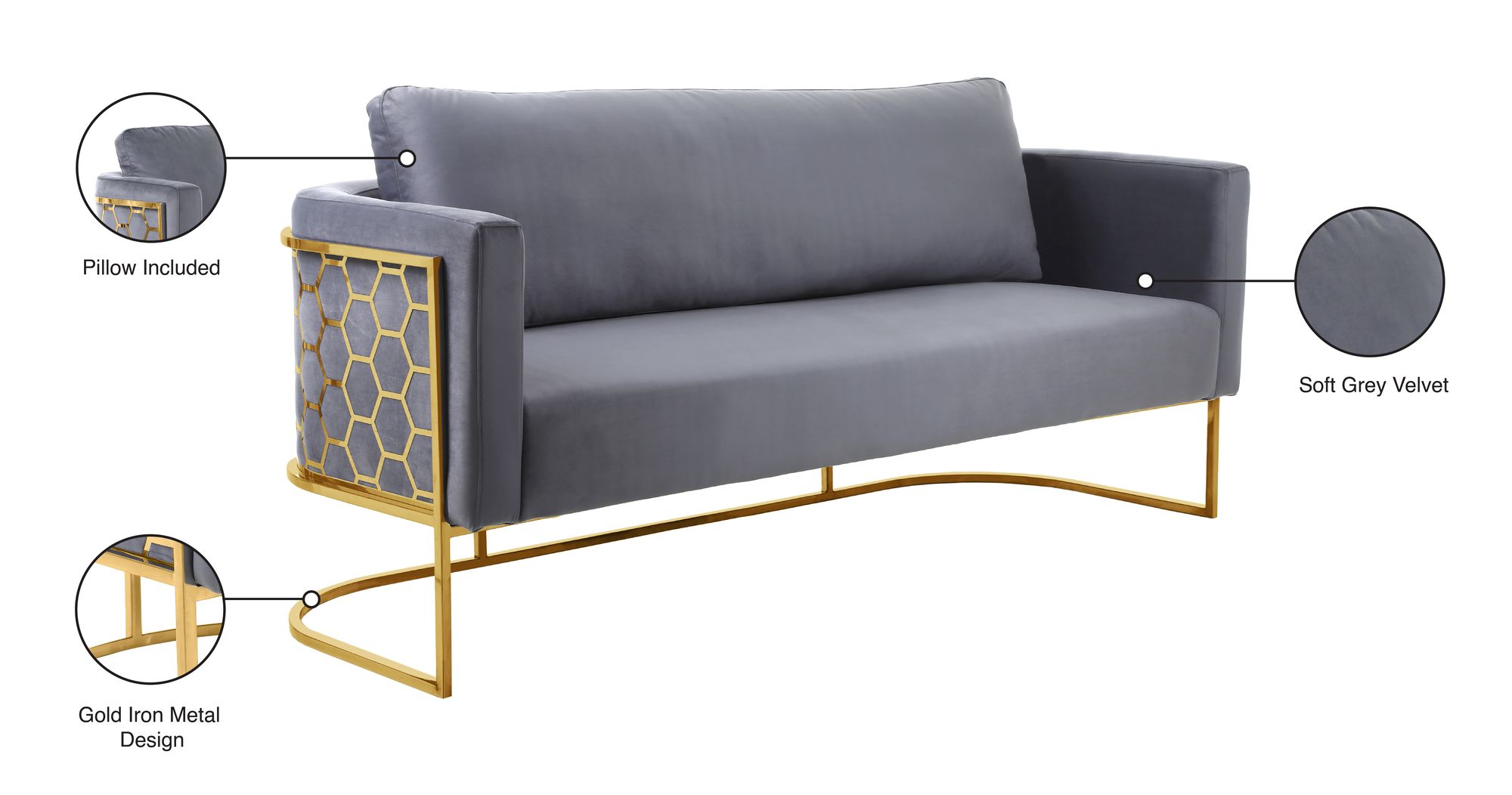 Casa Velvet Sofa with Gold Base