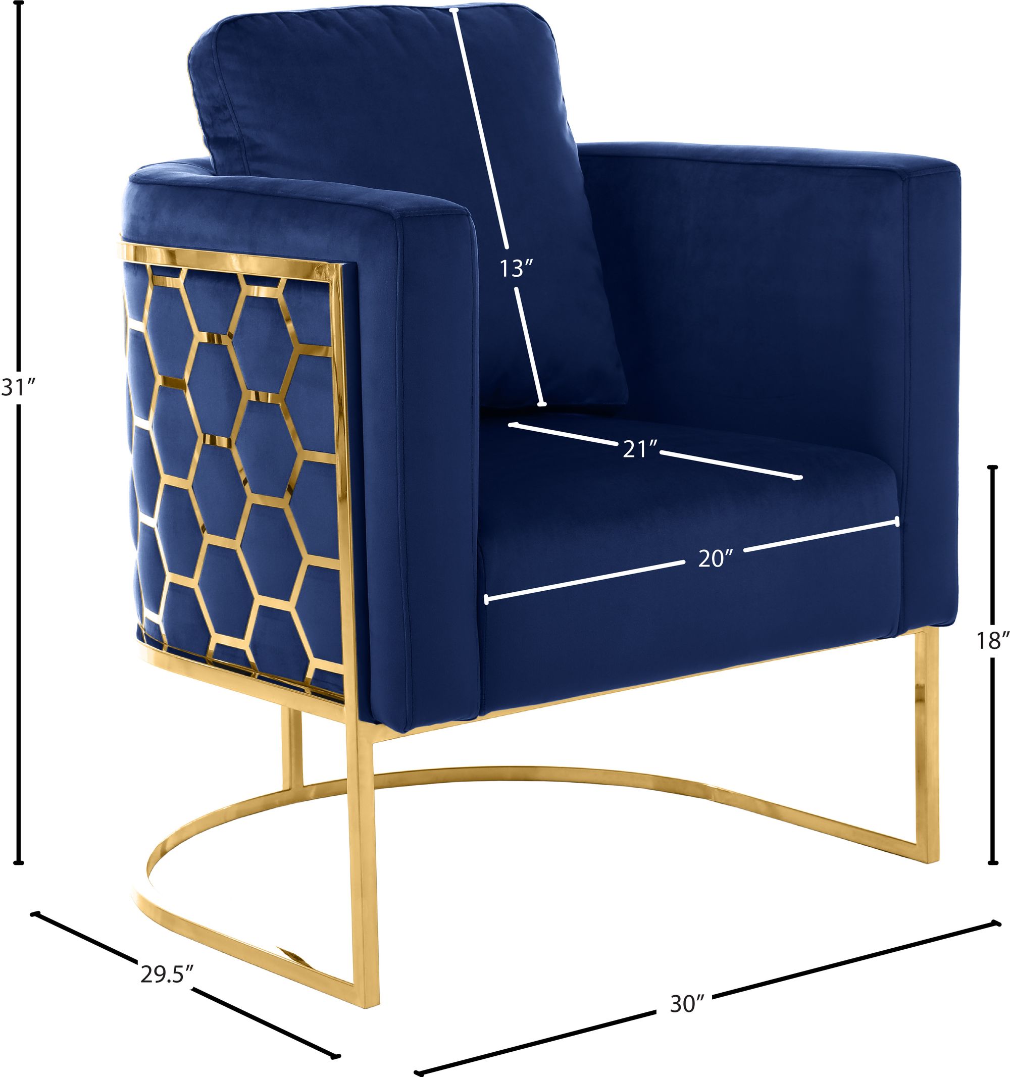 Casa Velvet Chair with Gold Iron Metal Base