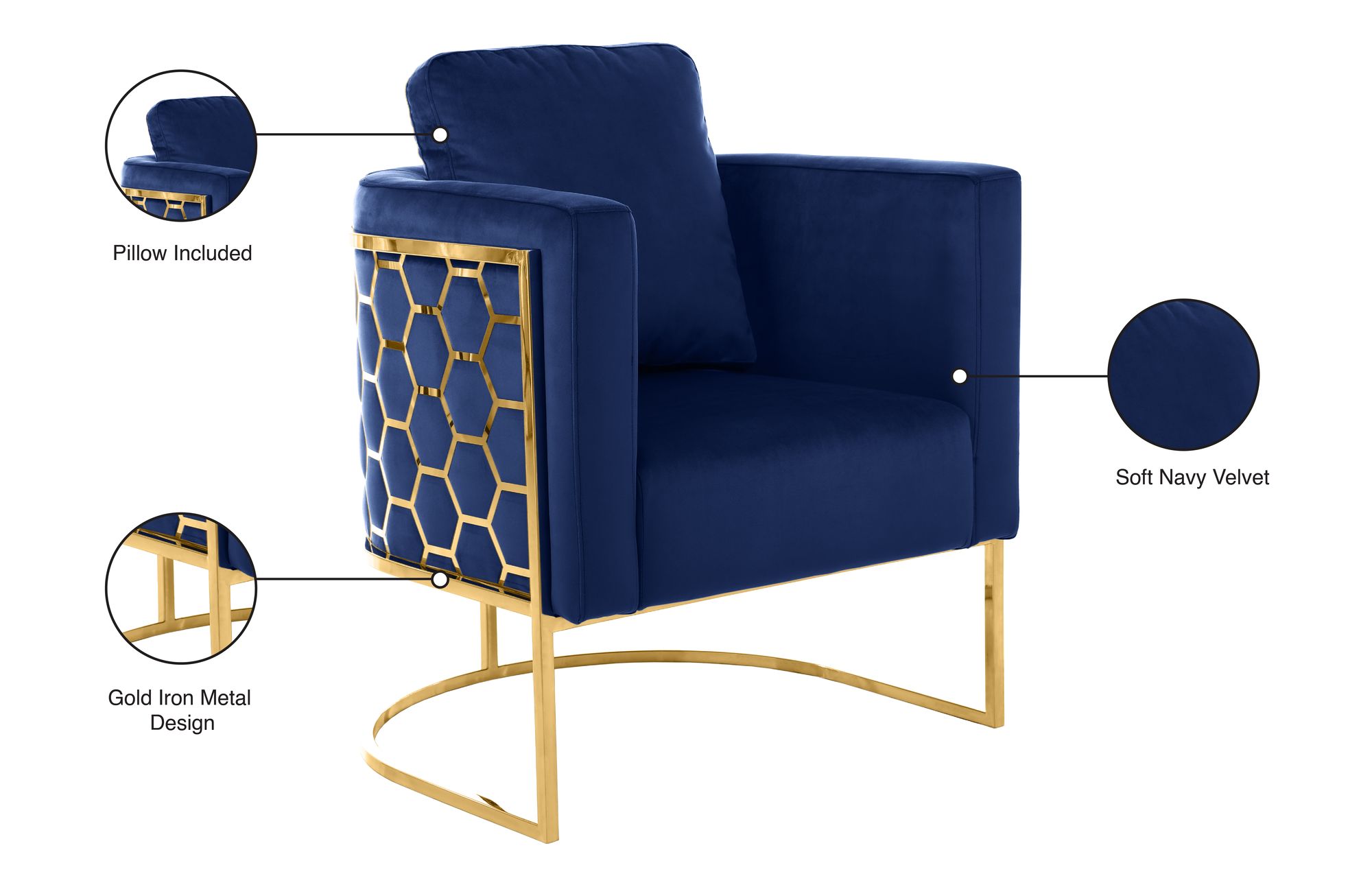 Casa Velvet Chair with Gold Iron Metal Base
