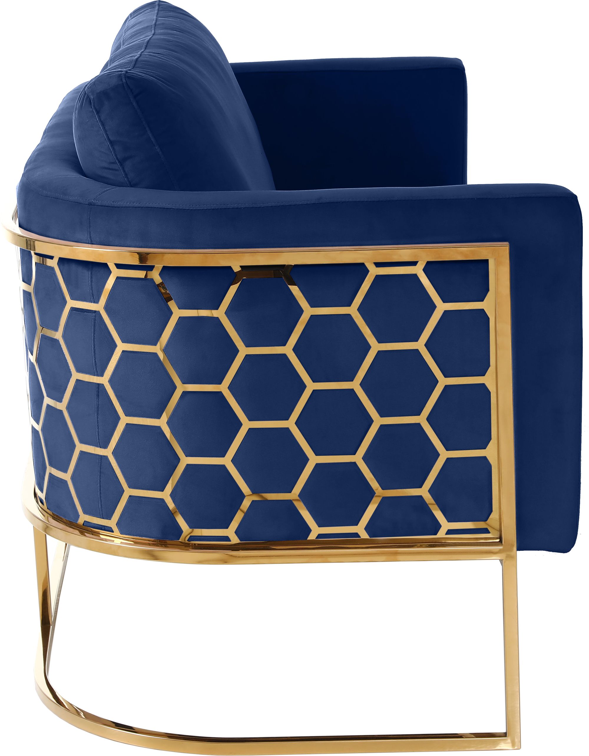 Casa Velvet Loveseat with Gold Iron Metal Base