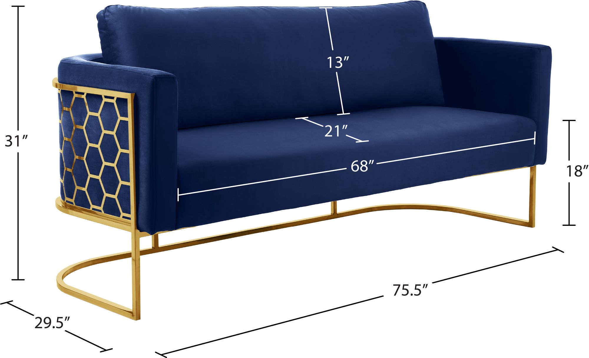 Casa Velvet Sofa with Gold Base