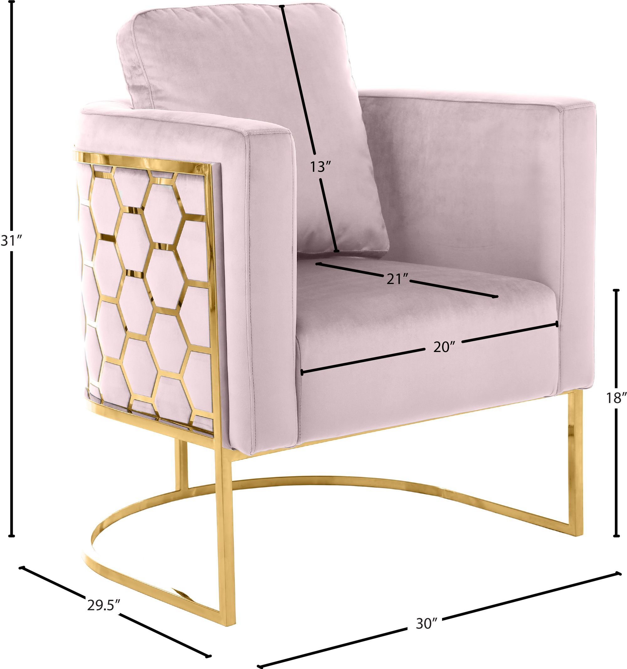 Casa Velvet Chair with Gold Iron Metal Base