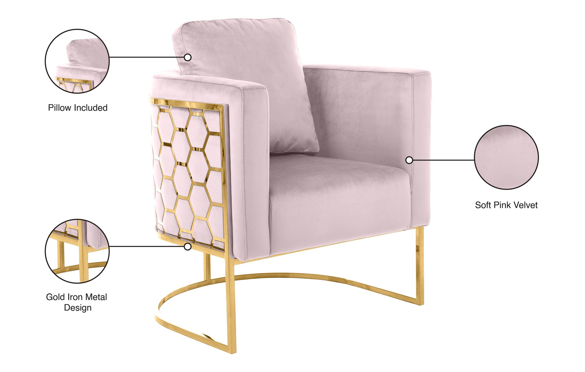 Casa Velvet Chair with Gold Iron Metal Base
