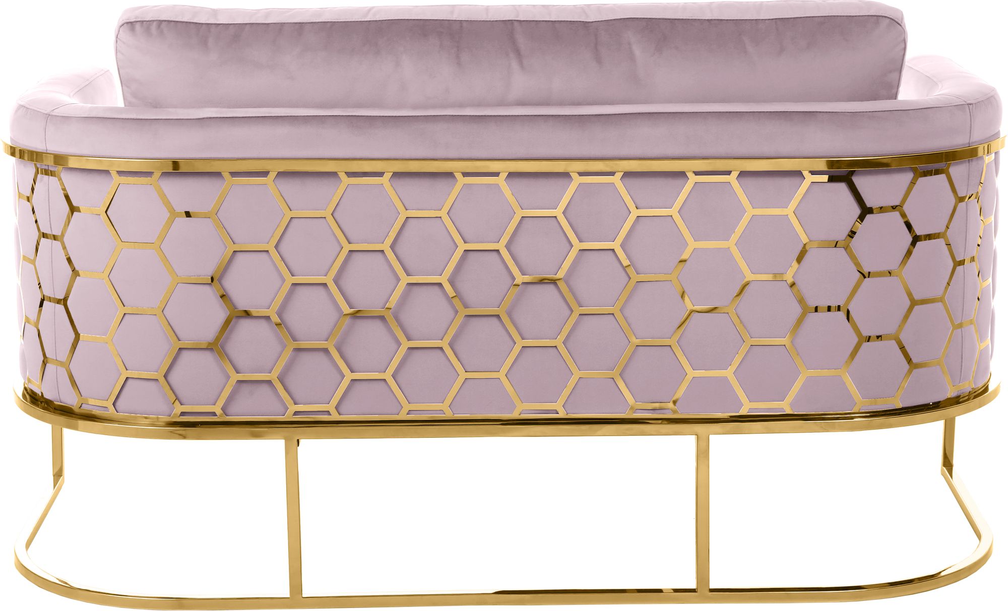 Casa Velvet Loveseat with Gold Iron Metal Base