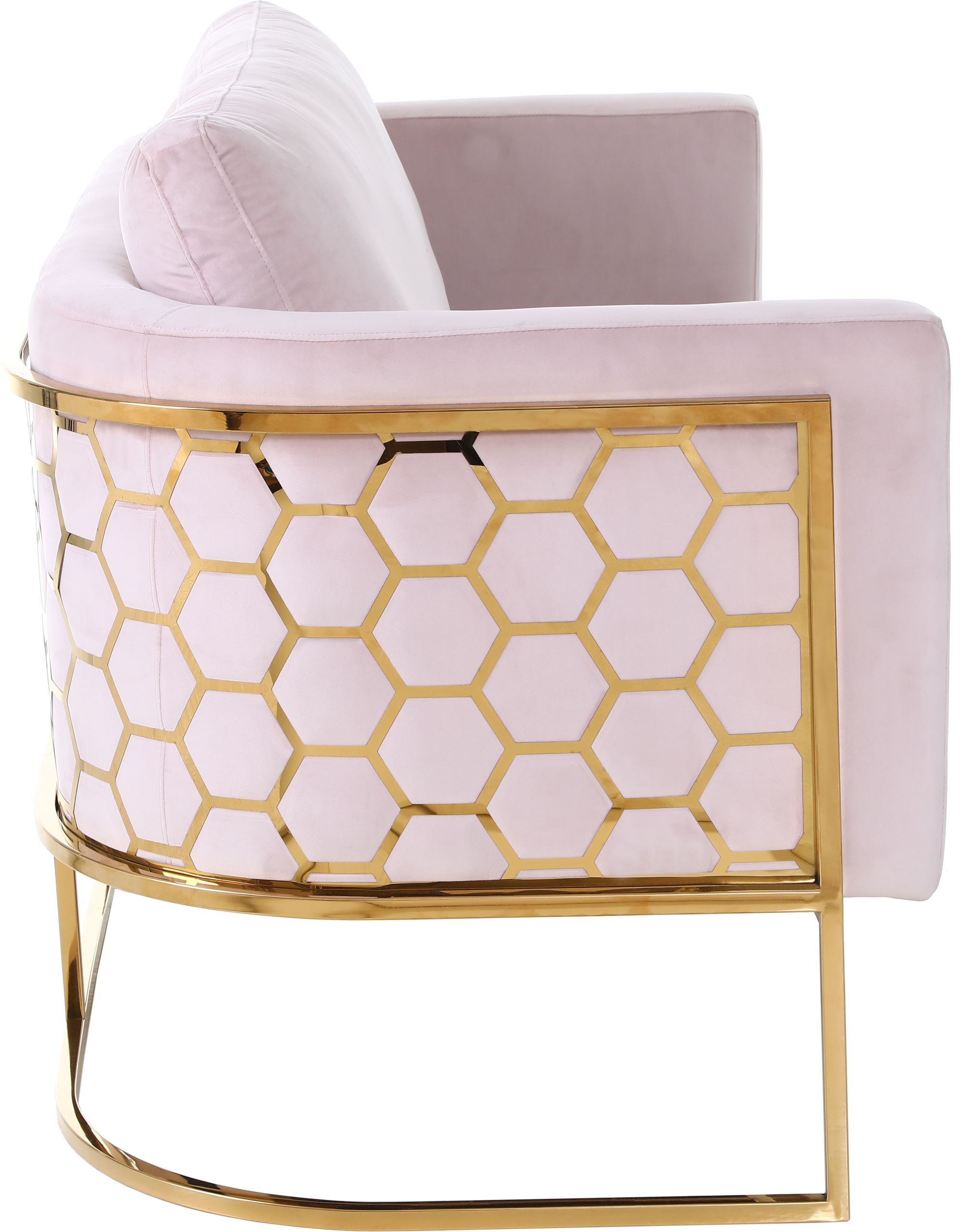 Casa Velvet Loveseat with Gold Iron Metal Base