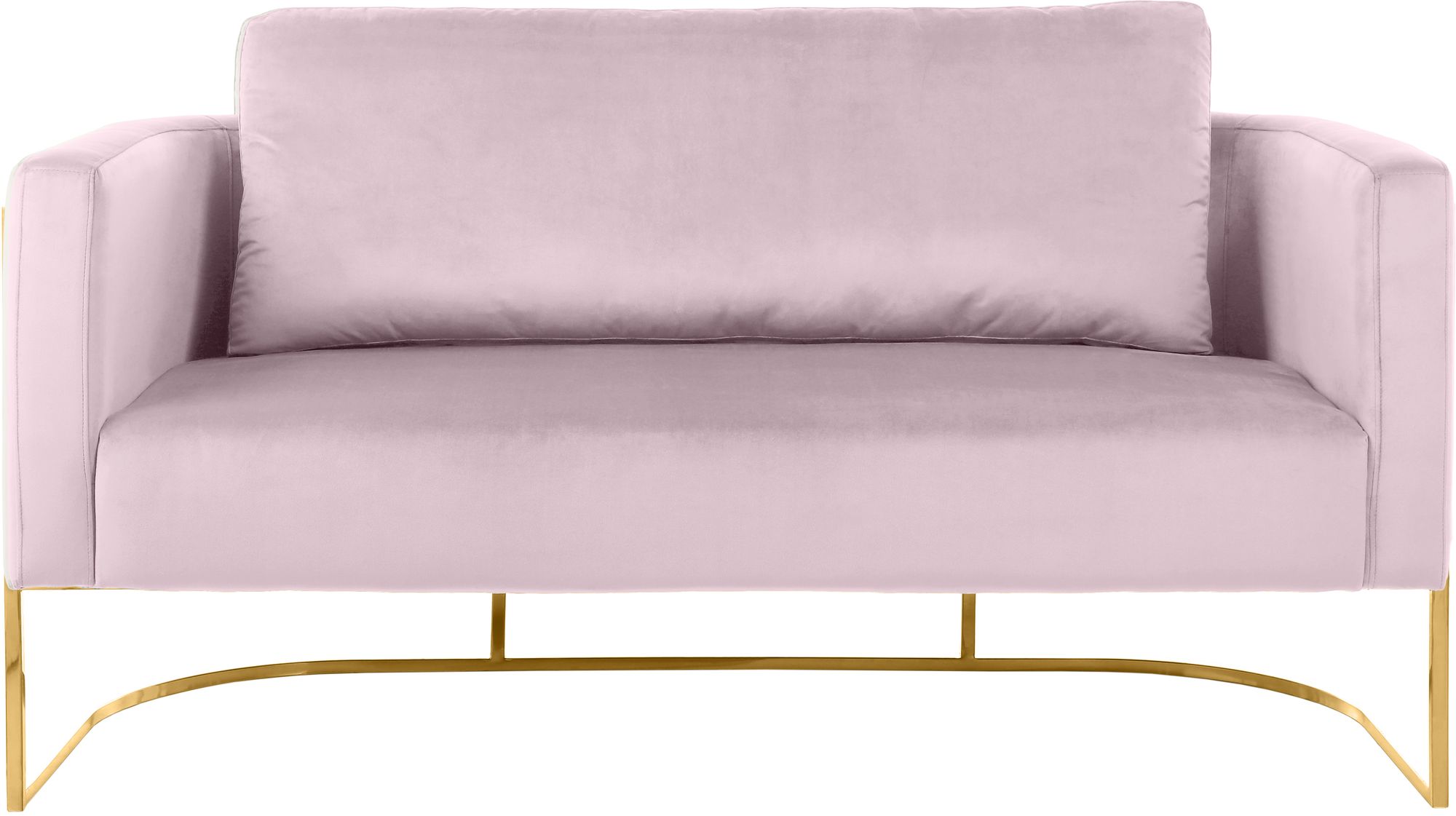 Casa Velvet Loveseat with Gold Iron Metal Base