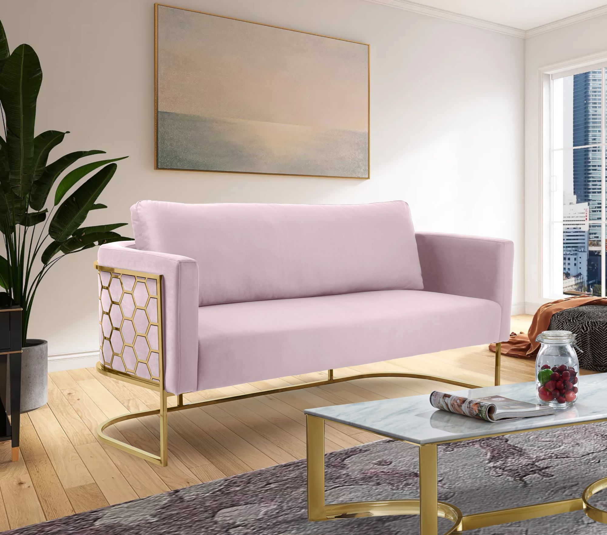 Casa Velvet Sofa with Gold Base